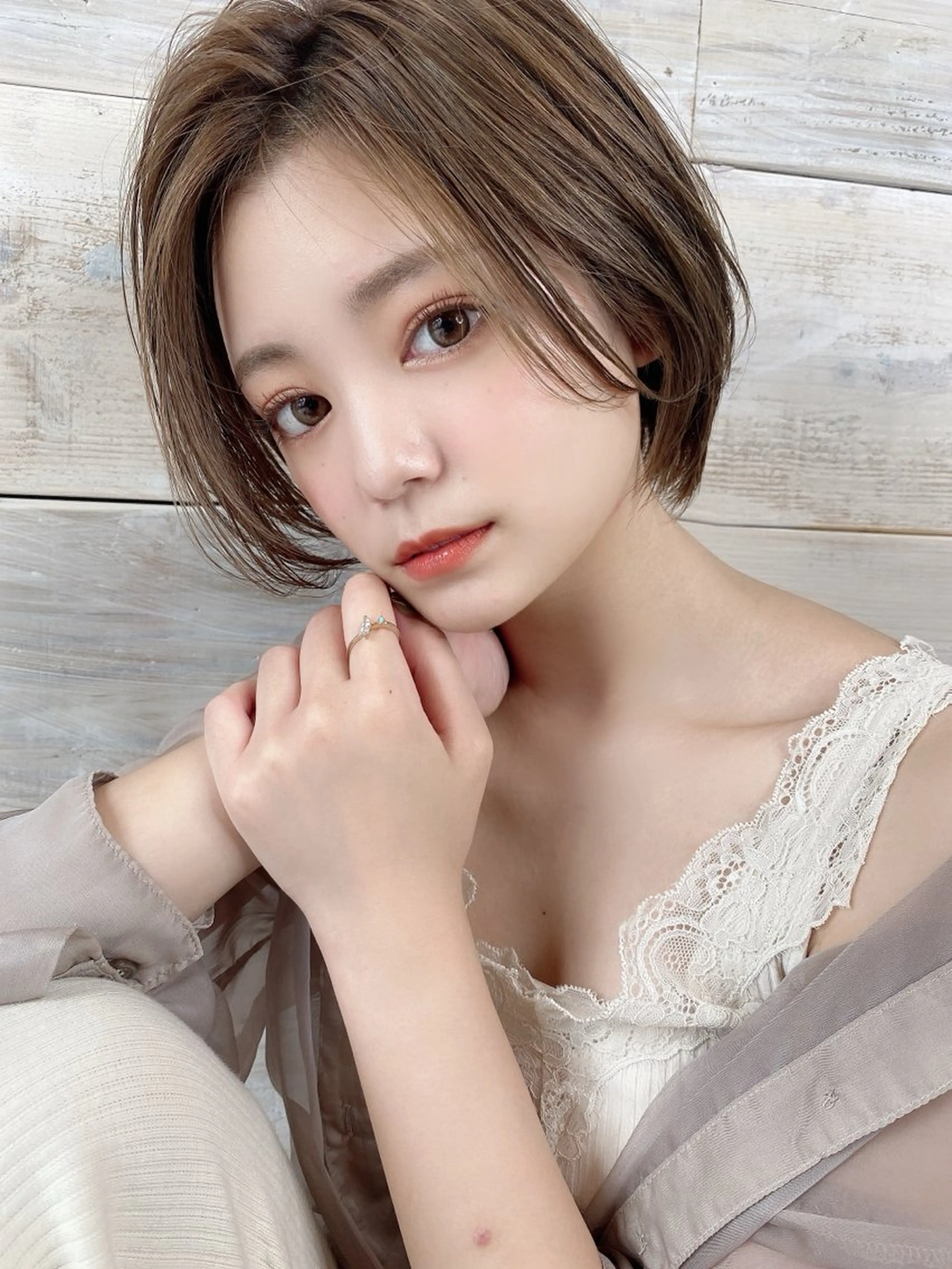 ショート カット パーマ 平塚/顔周りレイヤー /寒色/きゅうとのヘアスタイル