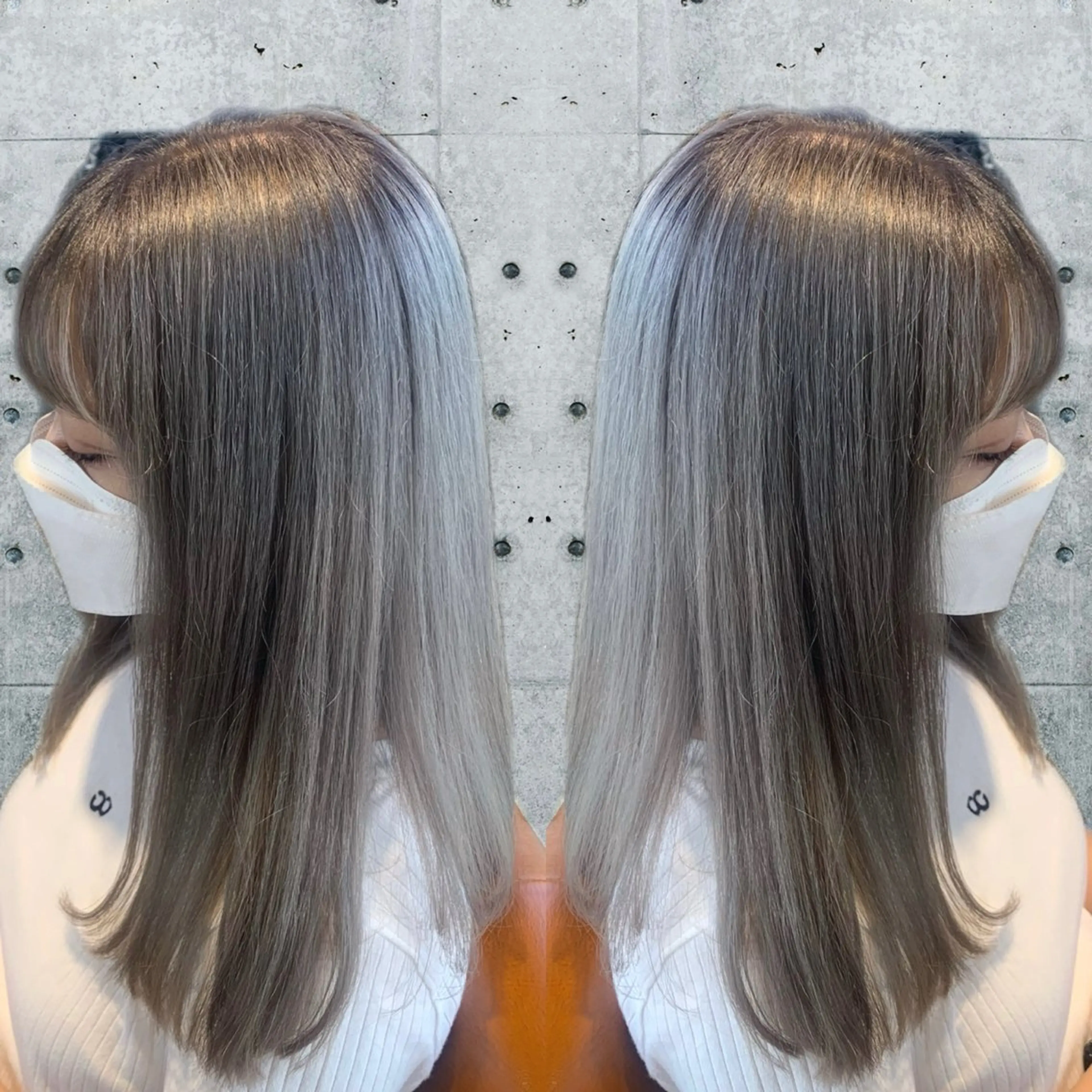 ロング カラー シルバー ホワイトシルバー 韓国🇰🇷 ✂︎hair 内田愛のヘアスタイル