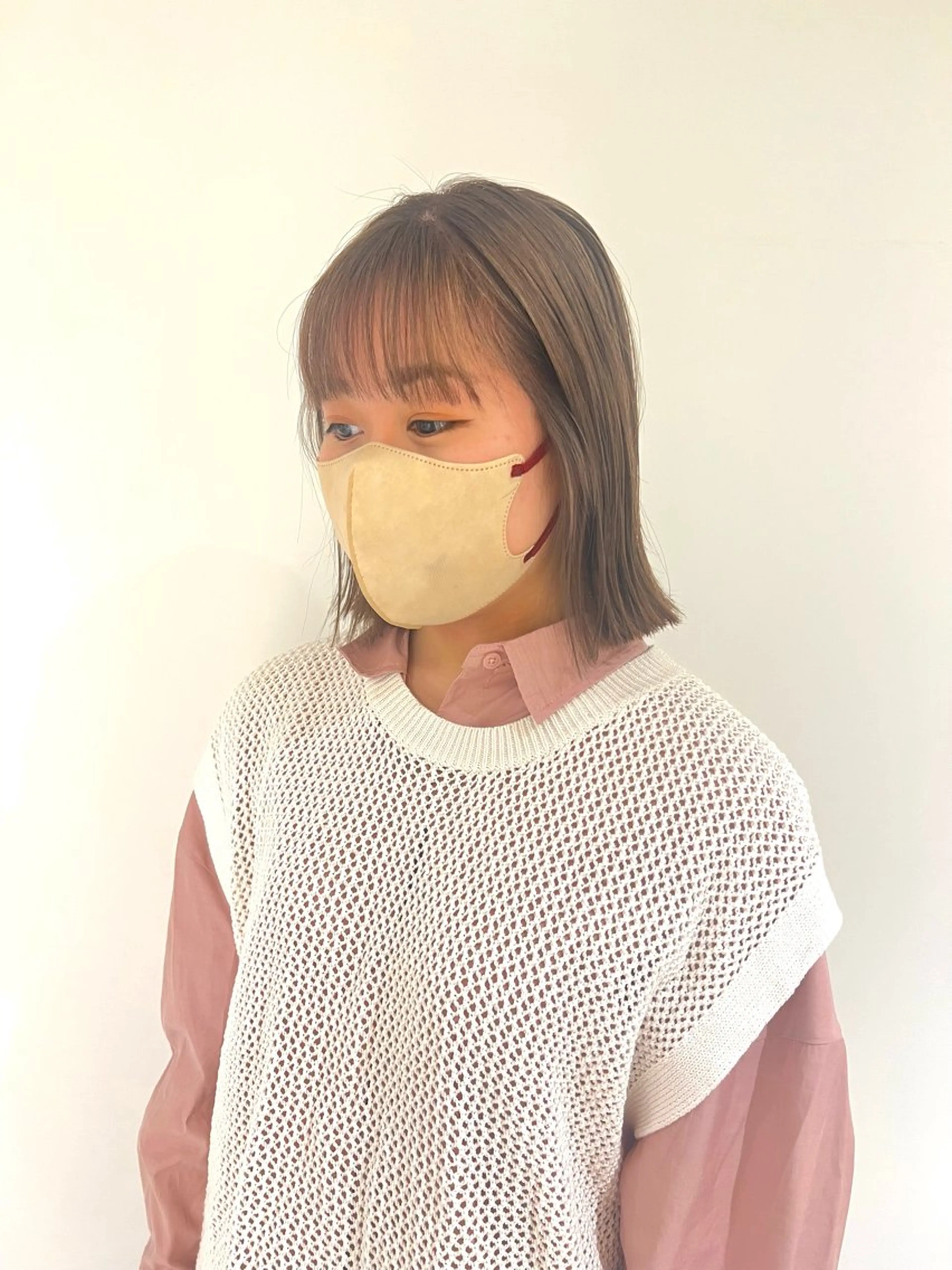 ミディアム カラー ベージュカラー ブリーチ オリーブベージュ ボブ 美髪矯正/髪質改善/ 艶髪🤍伊藤梨紗のヘアスタイル