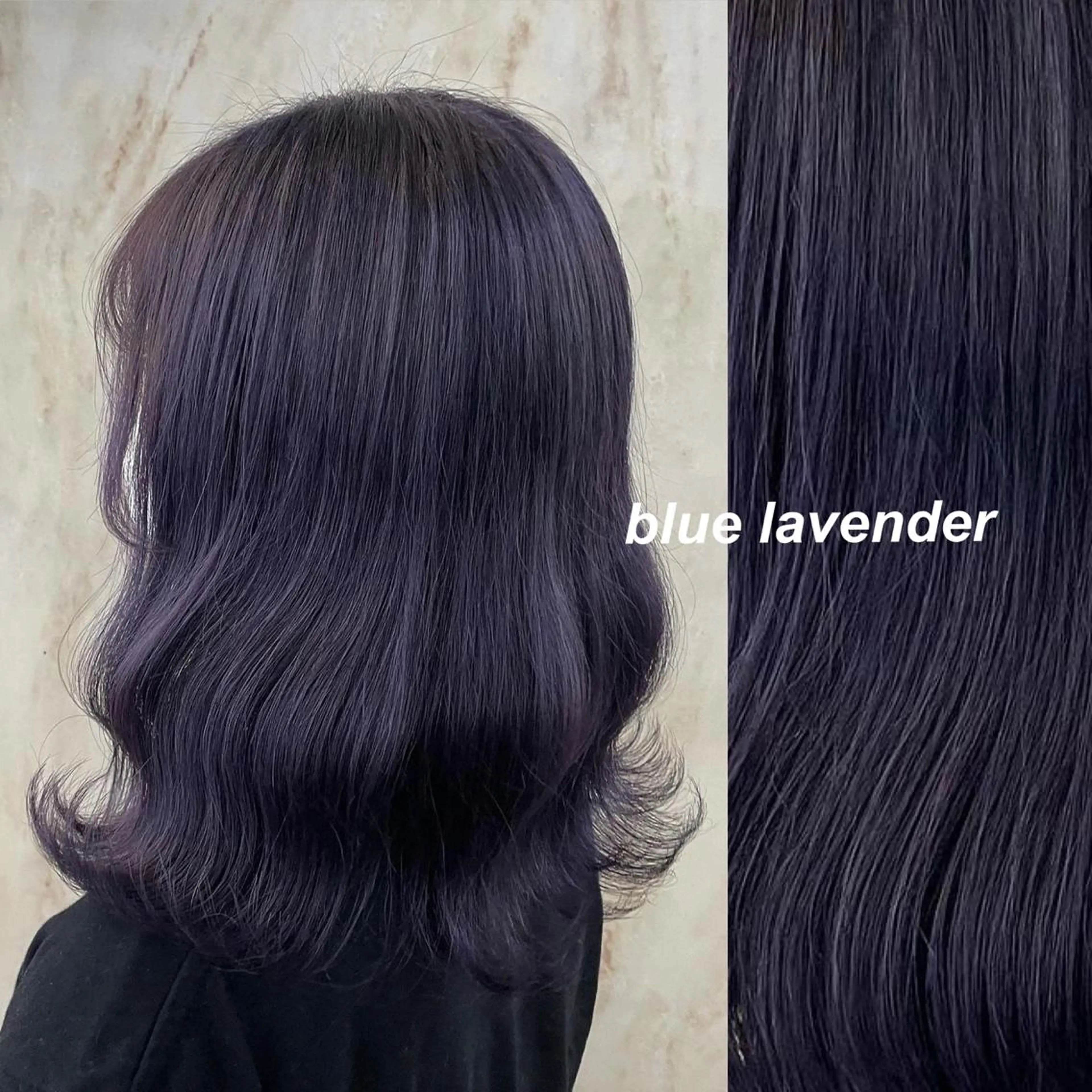 セミロング カラー ブリーチ ブルーカラー ブルーラベンダー ラベンダーカラー なつき/派手髪カラー /艶髪カラーのヘアスタイル
