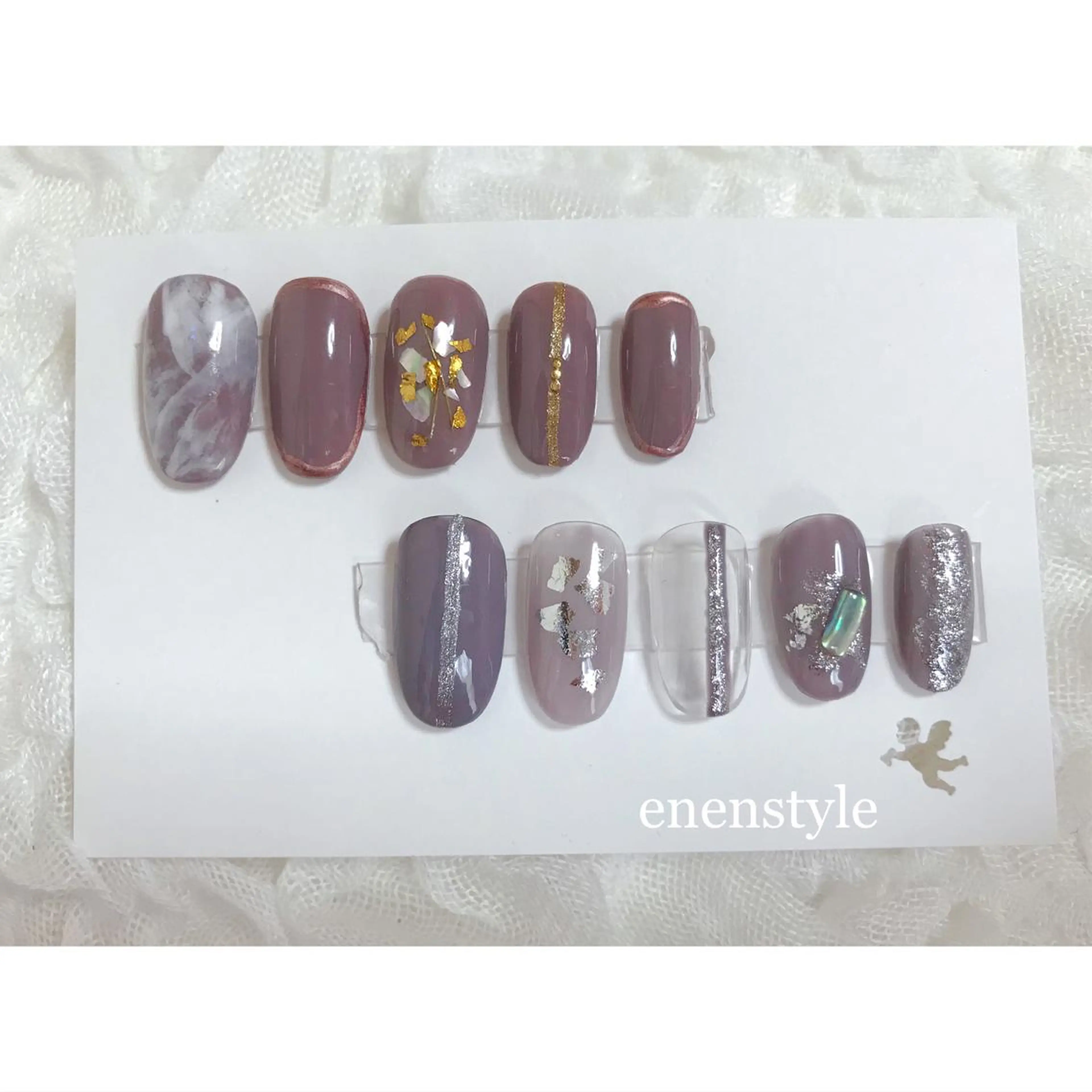 ショート ネイル 大理石ネイル(マーブル) ハンドネイル 👑enen style👑のネイルデザイン