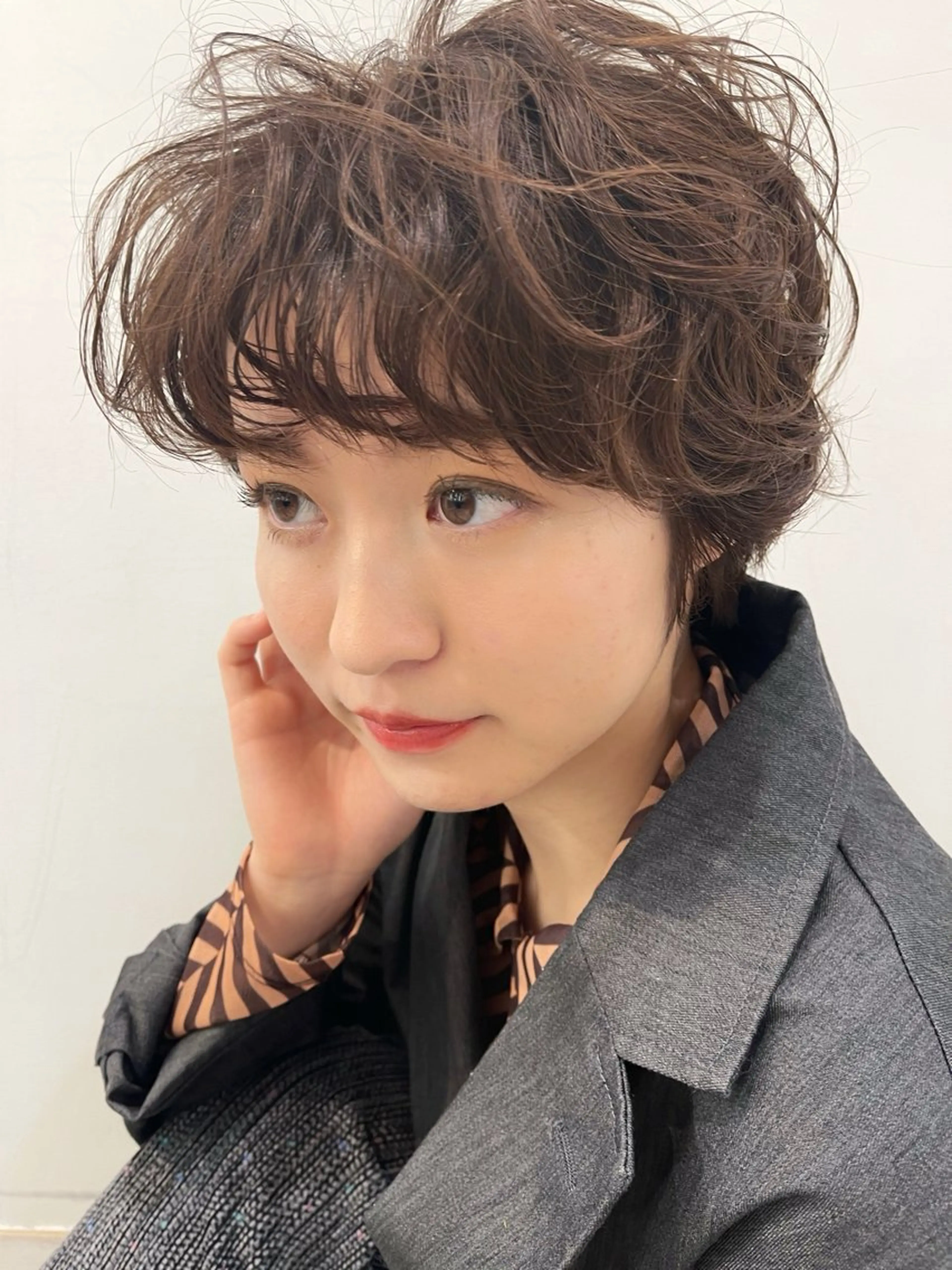 ショート パーマ カット パーマ トリートメント hair design SUN room【サンルーム渋谷】所属・yuinaショート/ ボブ/透明感カラーのヘアスタイル