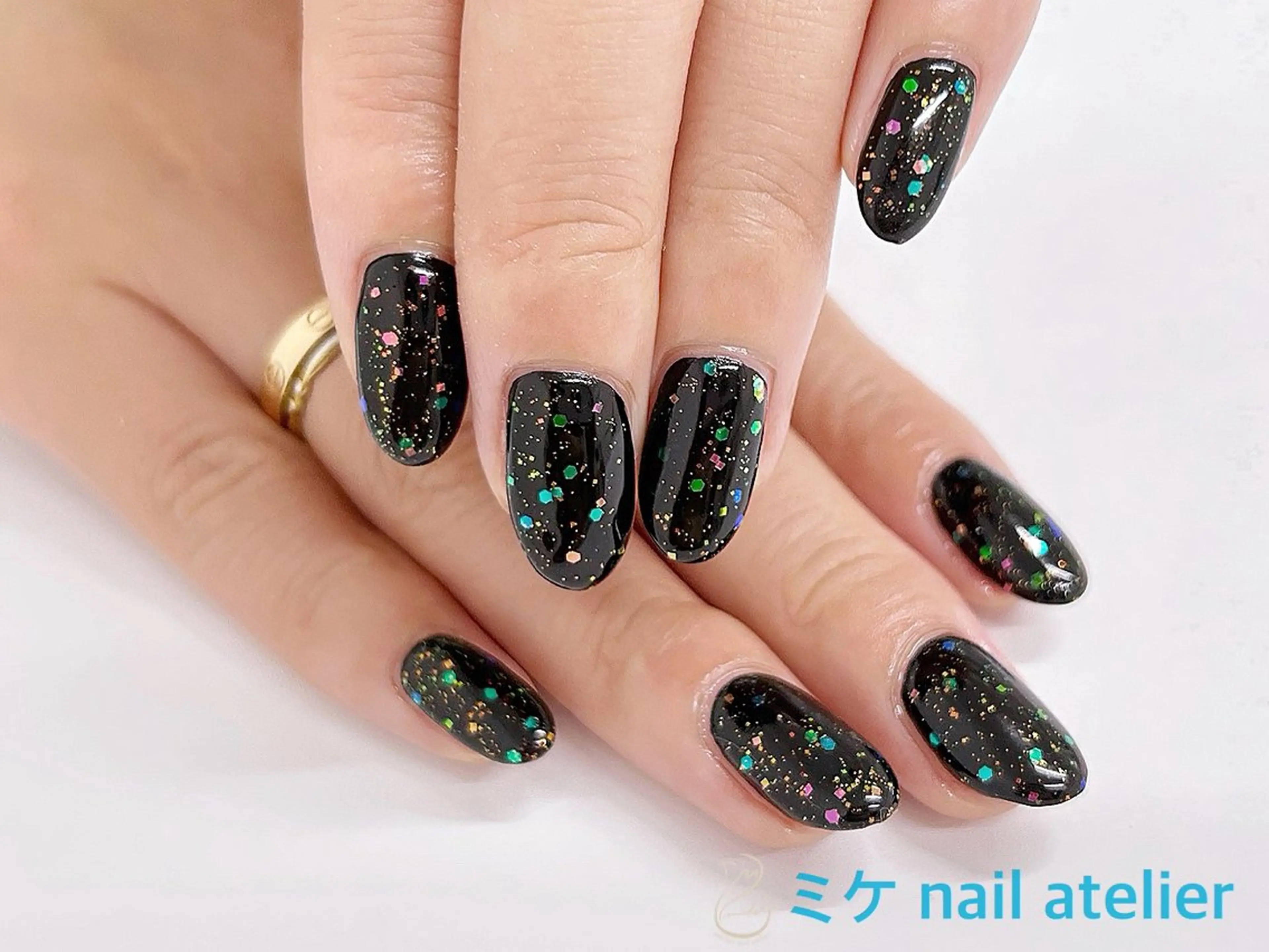 ネイル オーロラネイル ジェルネイル ハロウィン キラキラネイル ラメ(グリッター) ハンドネイル h. rikaのネイルデザイン