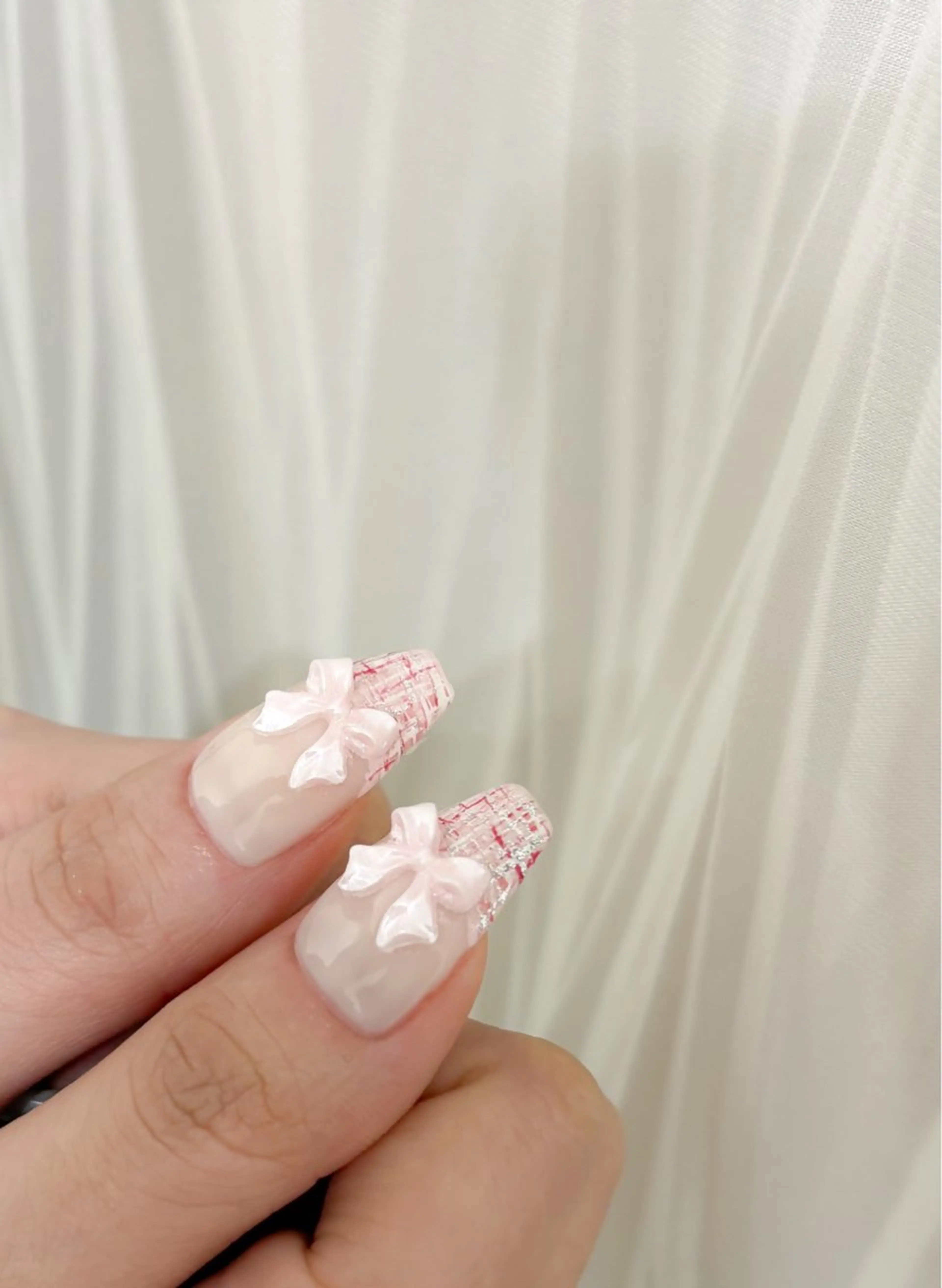 ネイル ツイードネイル Belle まえだ ⋆. 𐙚 ⌒♡｡．のネイルデザイン