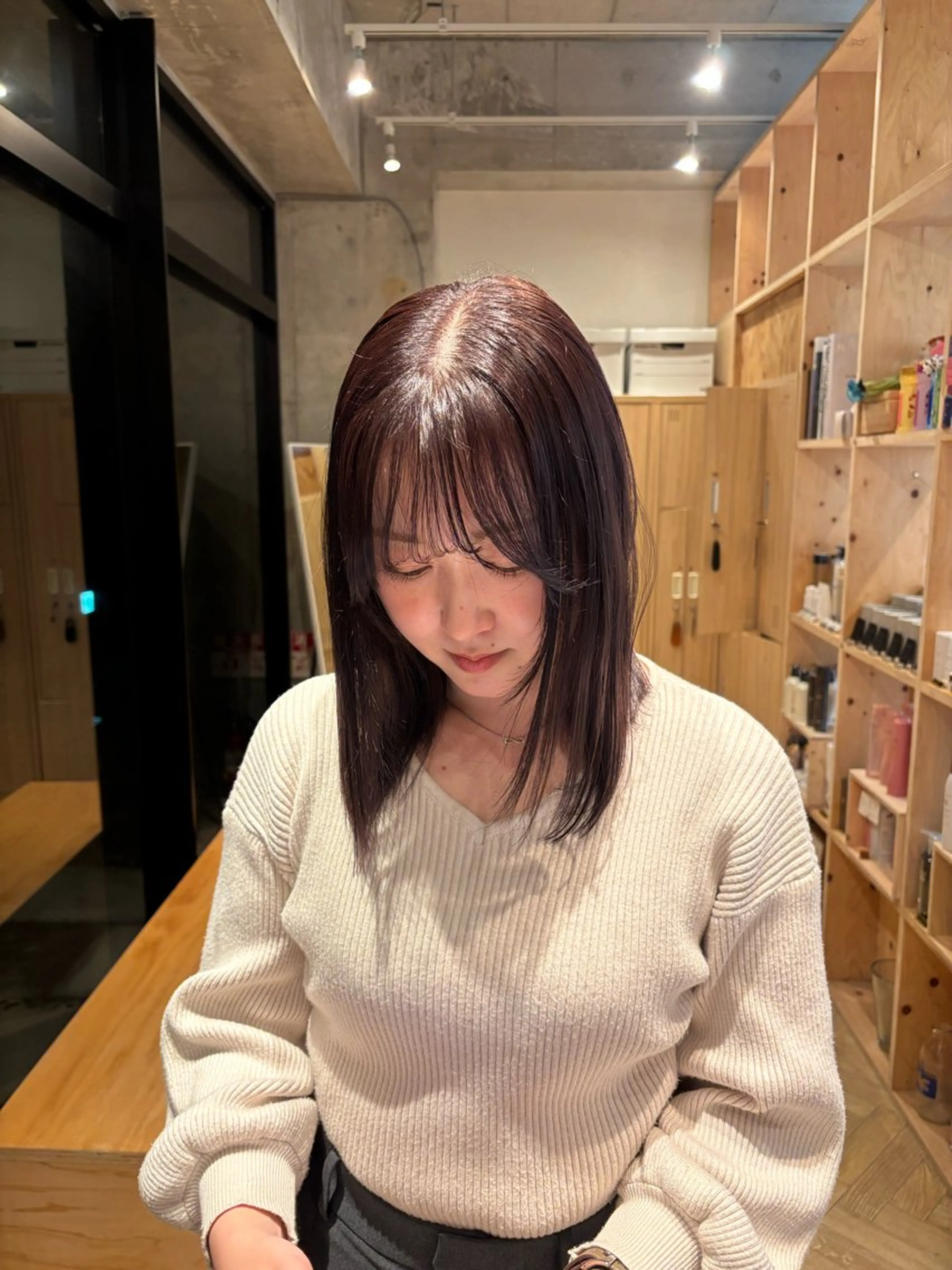 セミロング ヘアカラー トリートメント 透明感カラー🤎/ ツヤカラー/さくらのヘアスタイル