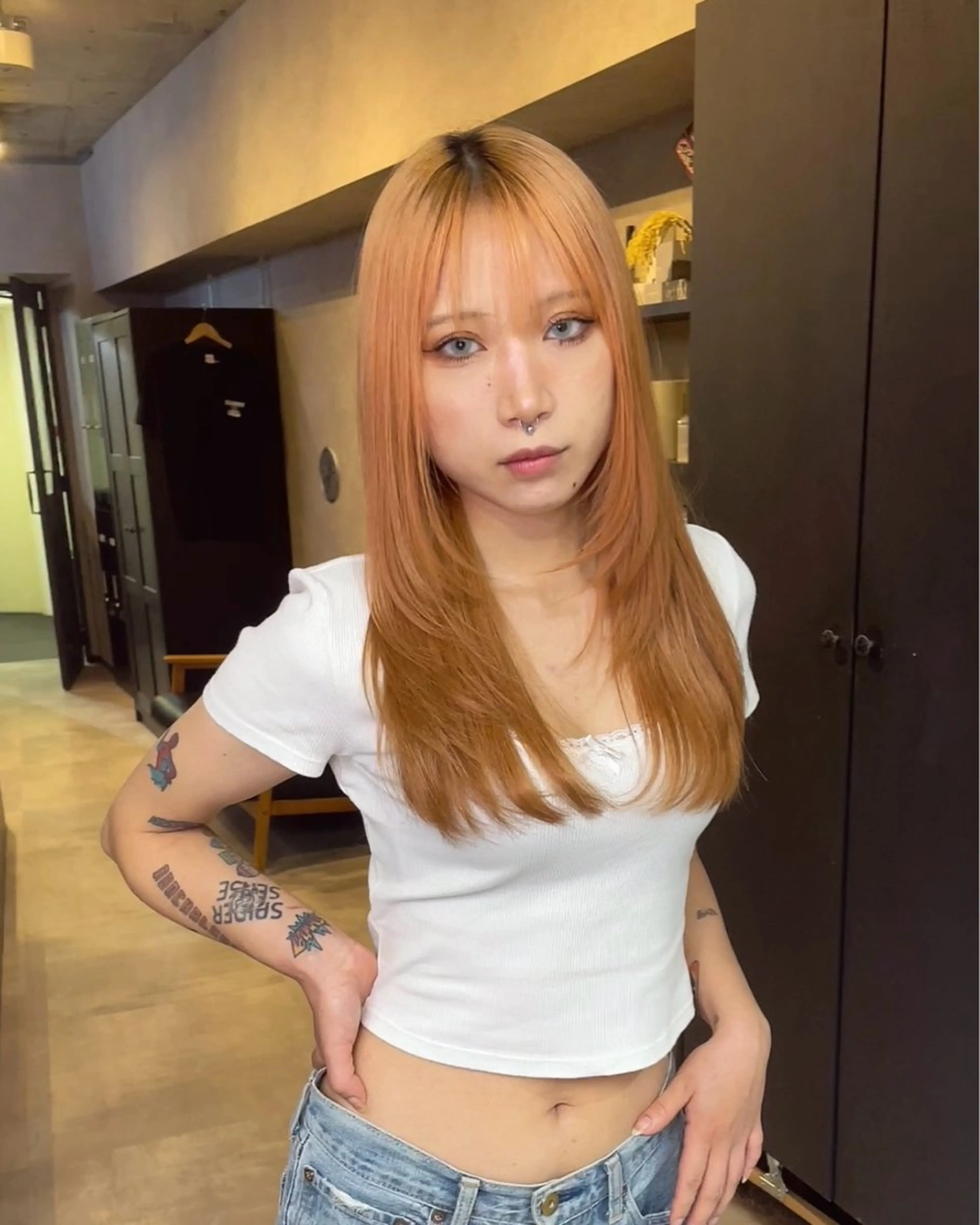 ロング カラー 顔まわりレイヤー レイヤーカット SUNNY ななのヘアスタイル