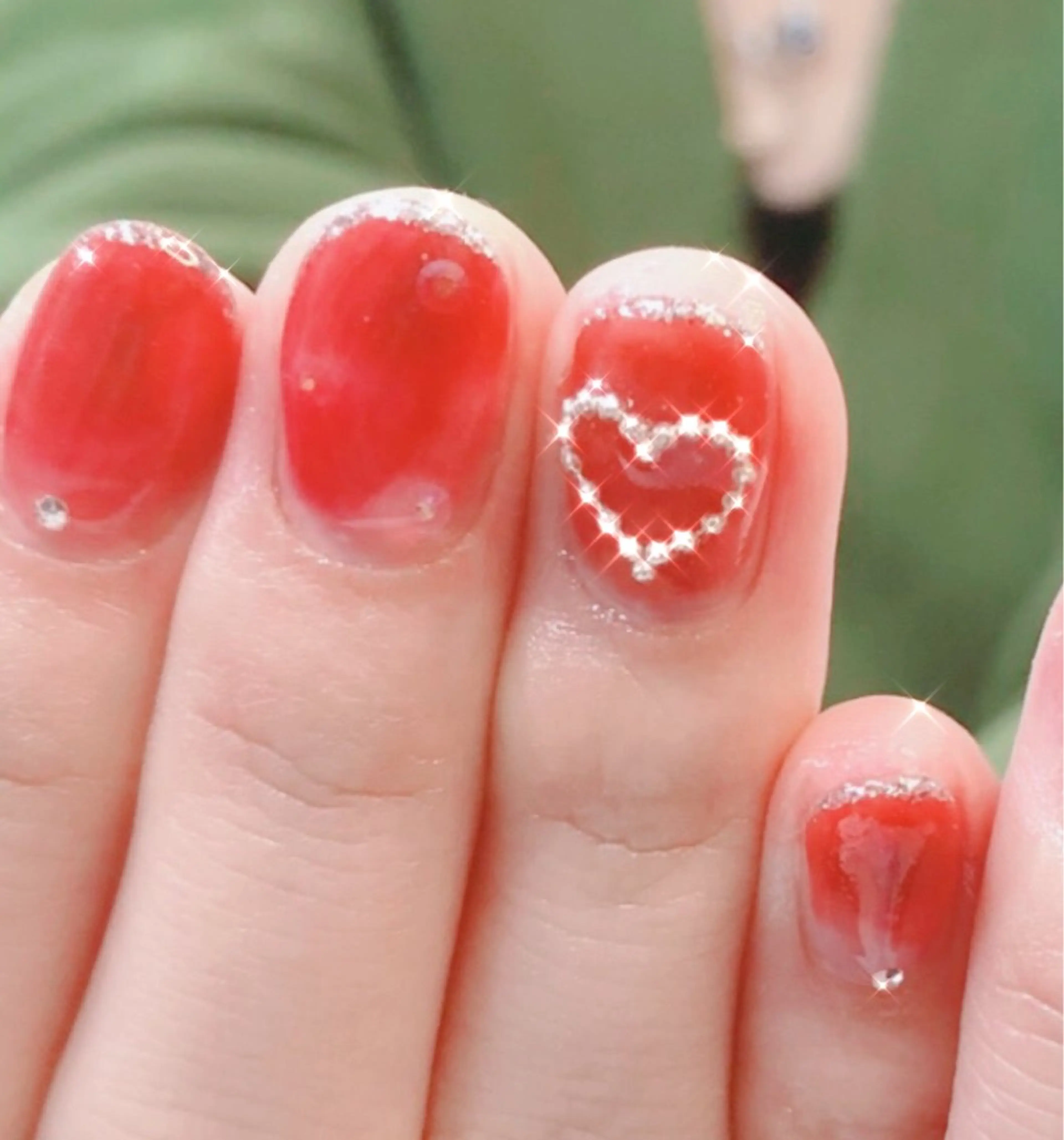 ネイル オーロラネイル フットネイル ジェルネイル ハート 韓国ネイル 大門浜松町 ネイルのネイルデザイン