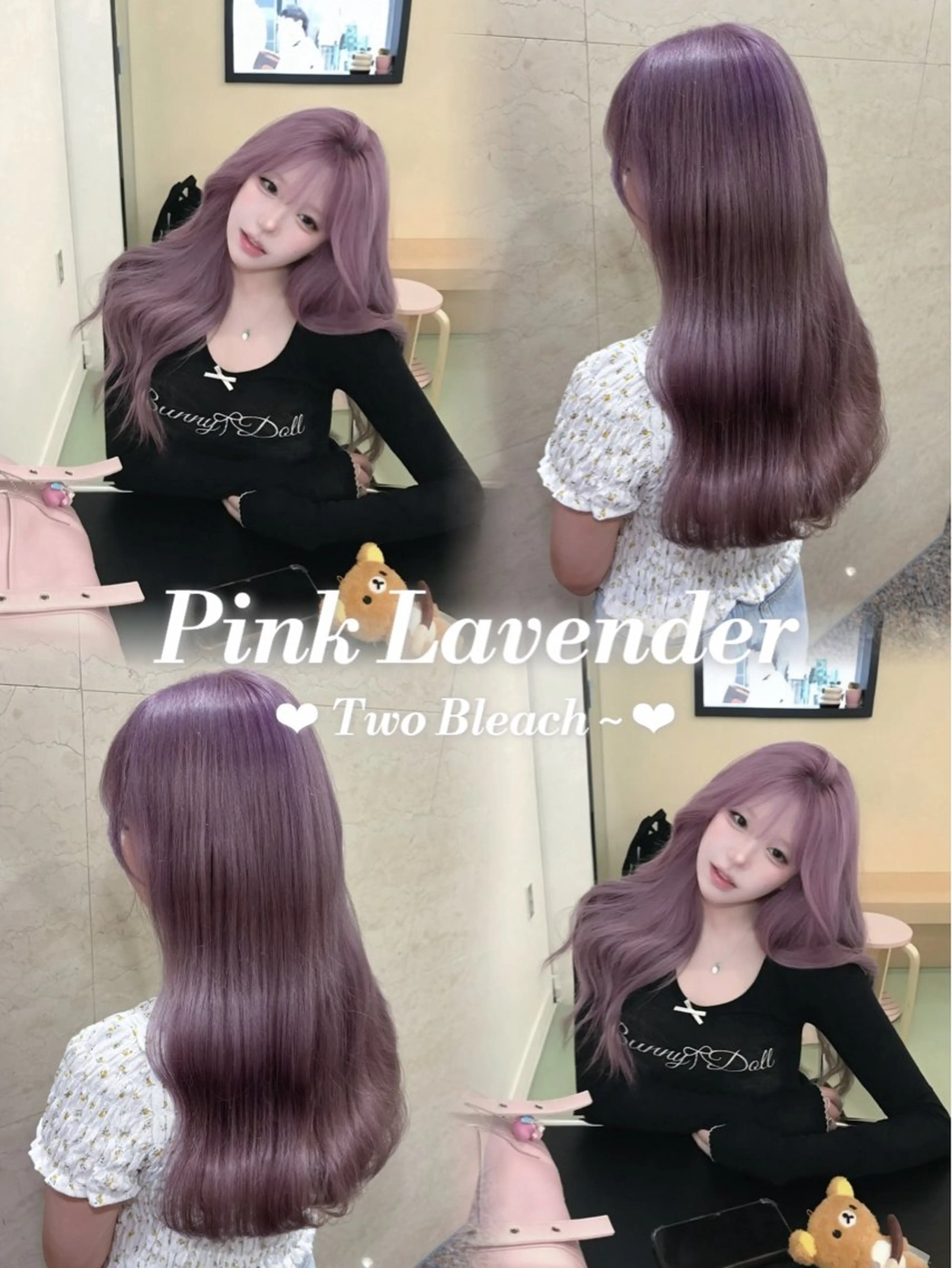 ロング カラー ブリーチ 透明感カラー ラベンダーカラー ピンクカラー ピンクラベンダー ヘアカラー enne栄店 fukaのヘアスタイル