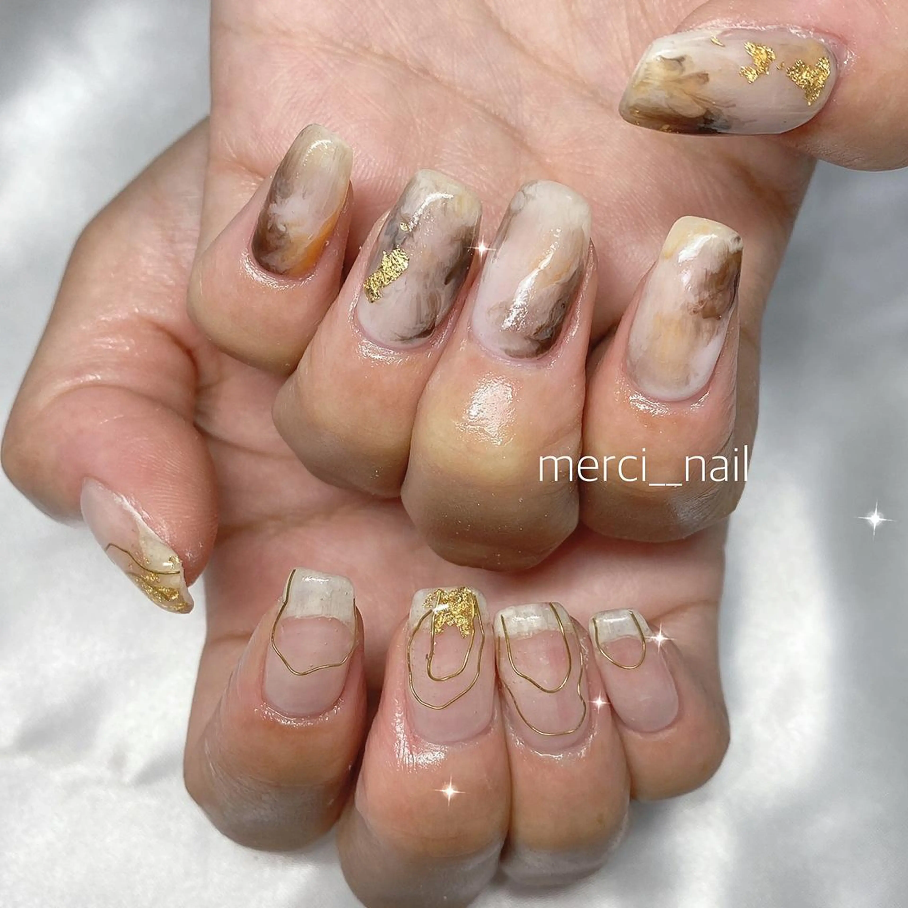 ネイル クリアネイル フラッシュネイル フレンチネイル 韓国ネイル マグネットネイル merci nail所属・merci nailのネイルデザイン