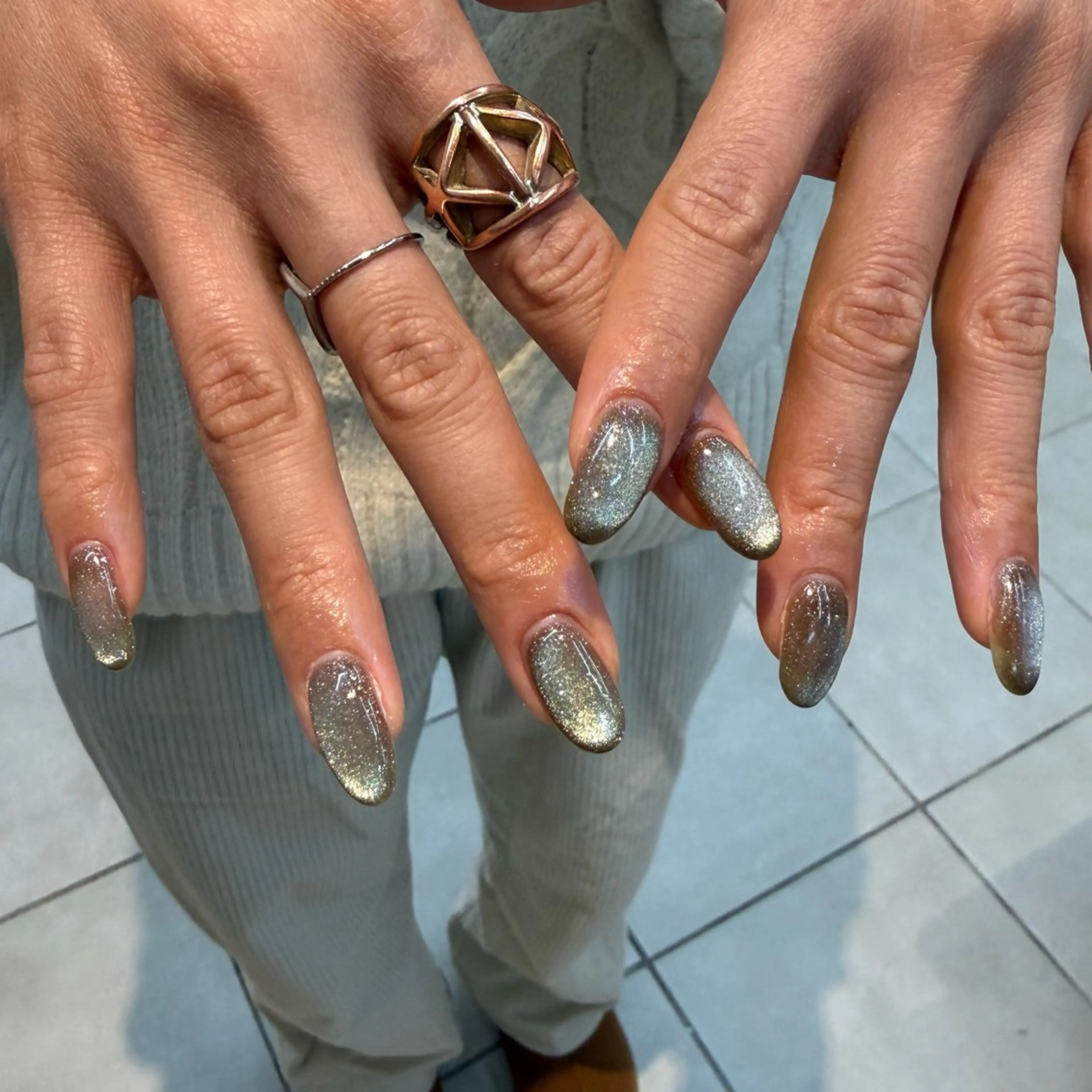 ネイル グリーン ワンカラーネイル degﾟ kaguyaのネイルデザイン