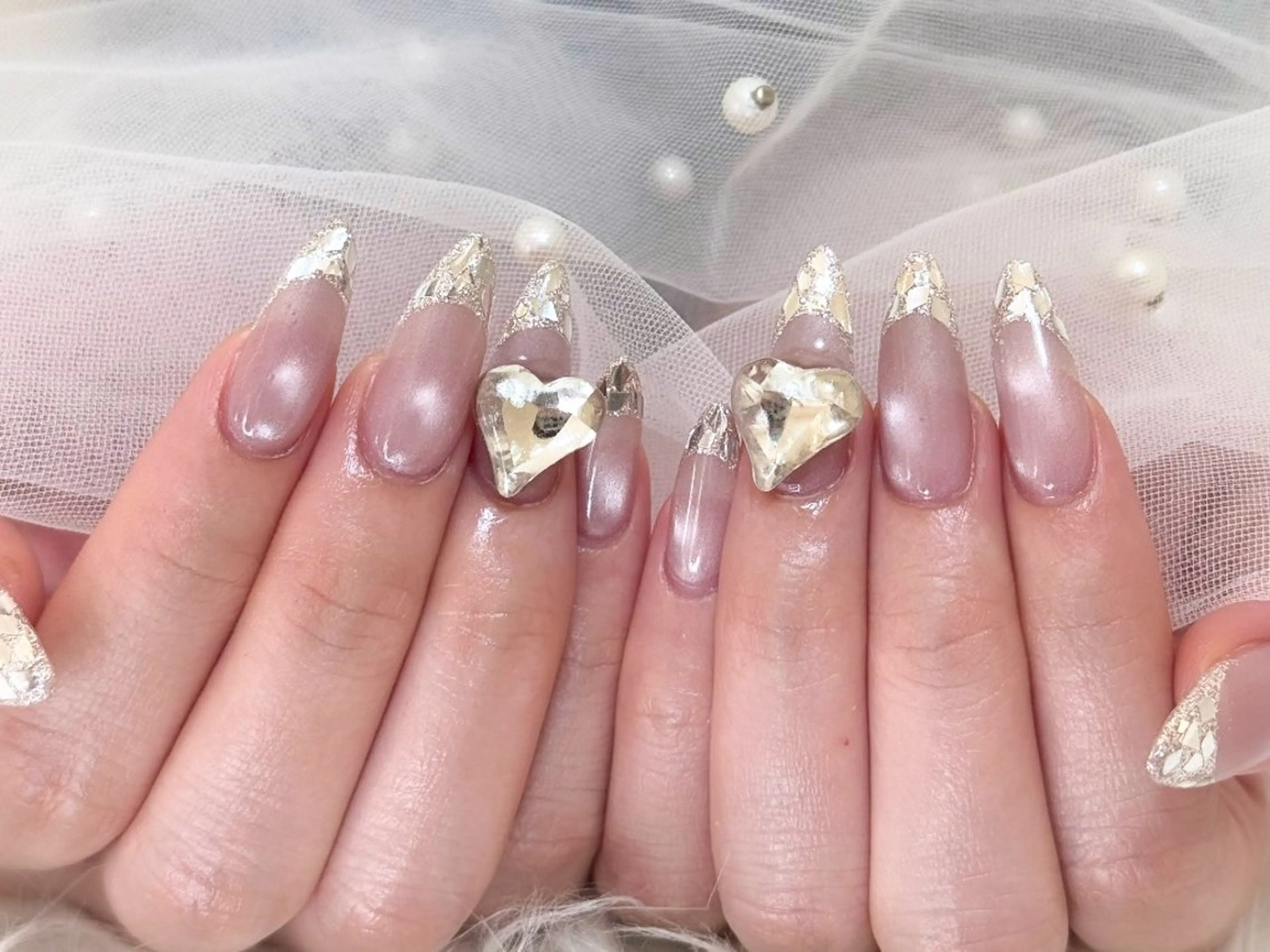 ネイル フレンチネイル ガラスフレンチ ハンドネイル ハンドケア Y.Haru joieangeのネイルデザイン