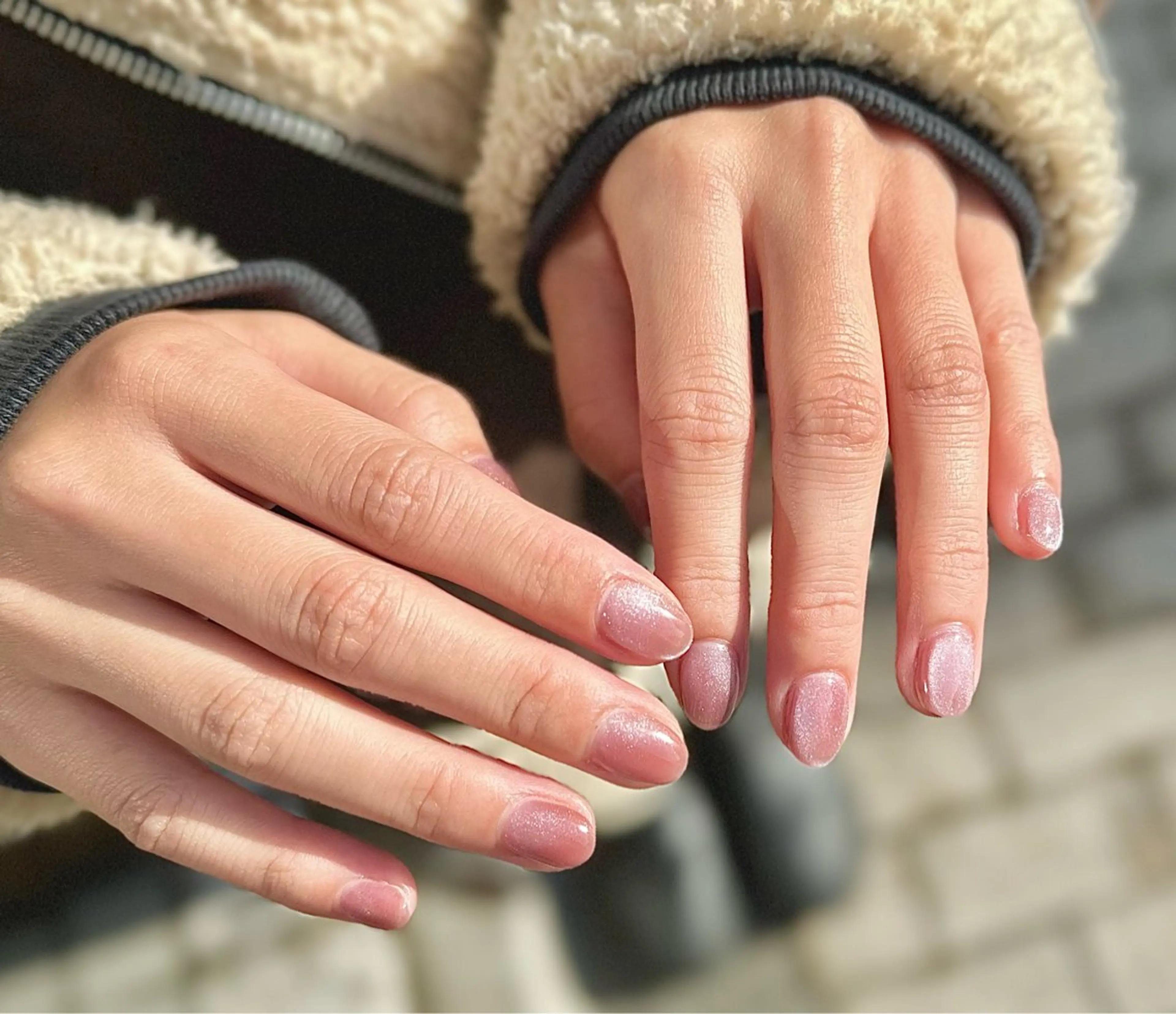 ネイル キラキラネイル マグネットネイル オフィスネイル ピンク m_nail所属・O Mayaのネイルデザイン