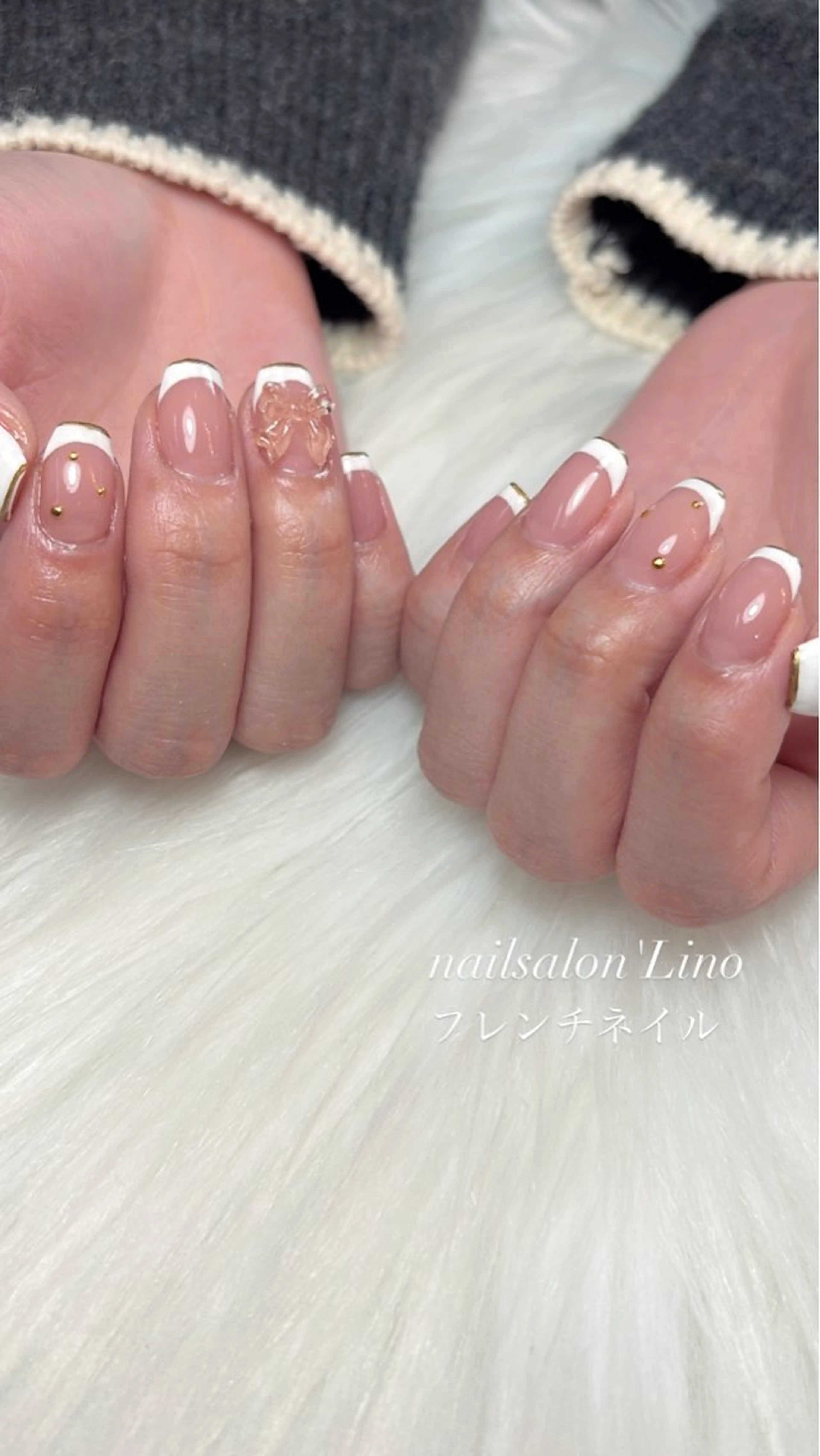 ネイル フレンチネイル ラメ(グリッター) ハンドネイル Lino𓂃⟡.· Chizuruのネイルデザイン