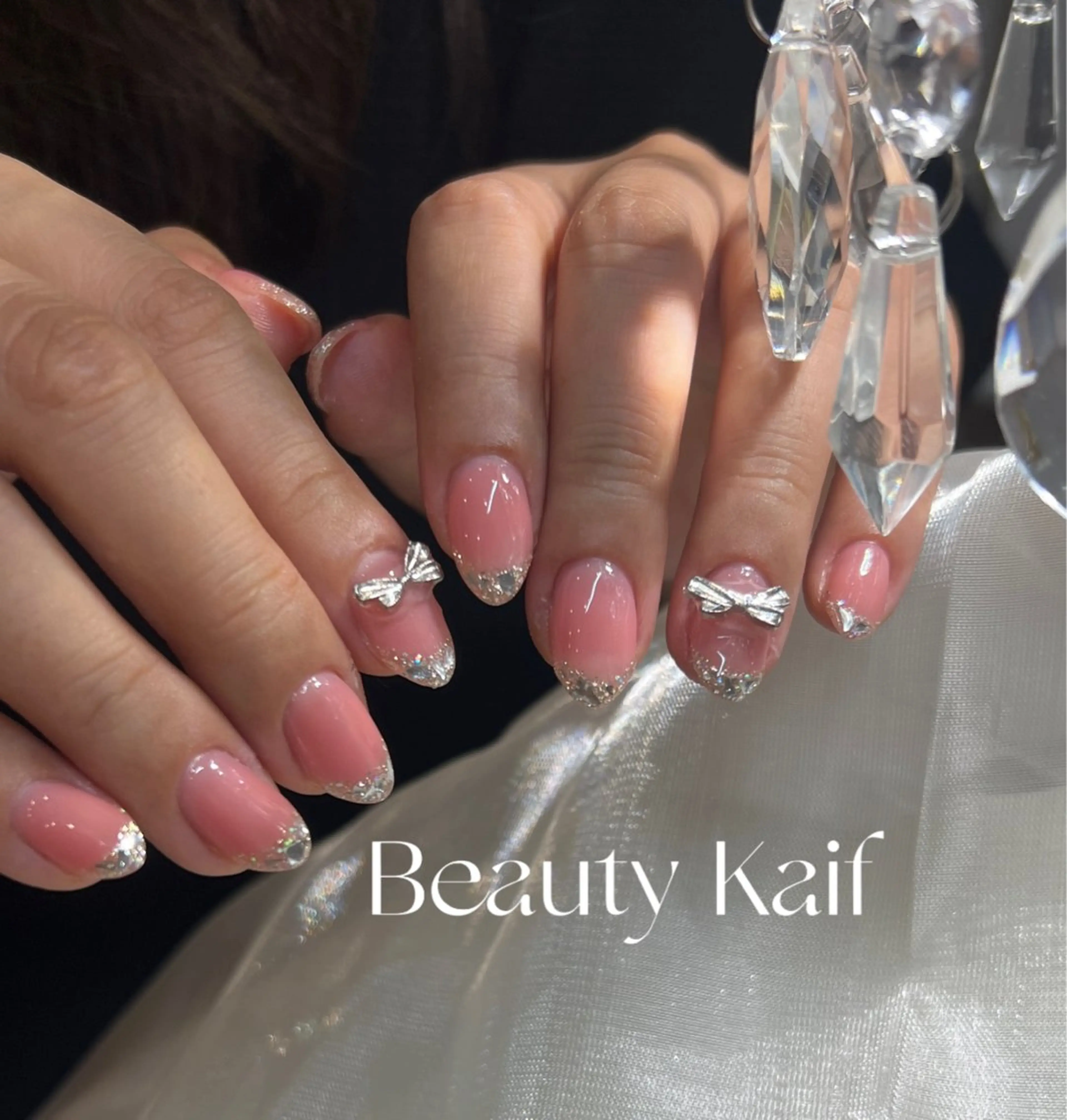 【自爪】ガラスフレンチ(オフ、ケア込み7日以内直し無料)の写真