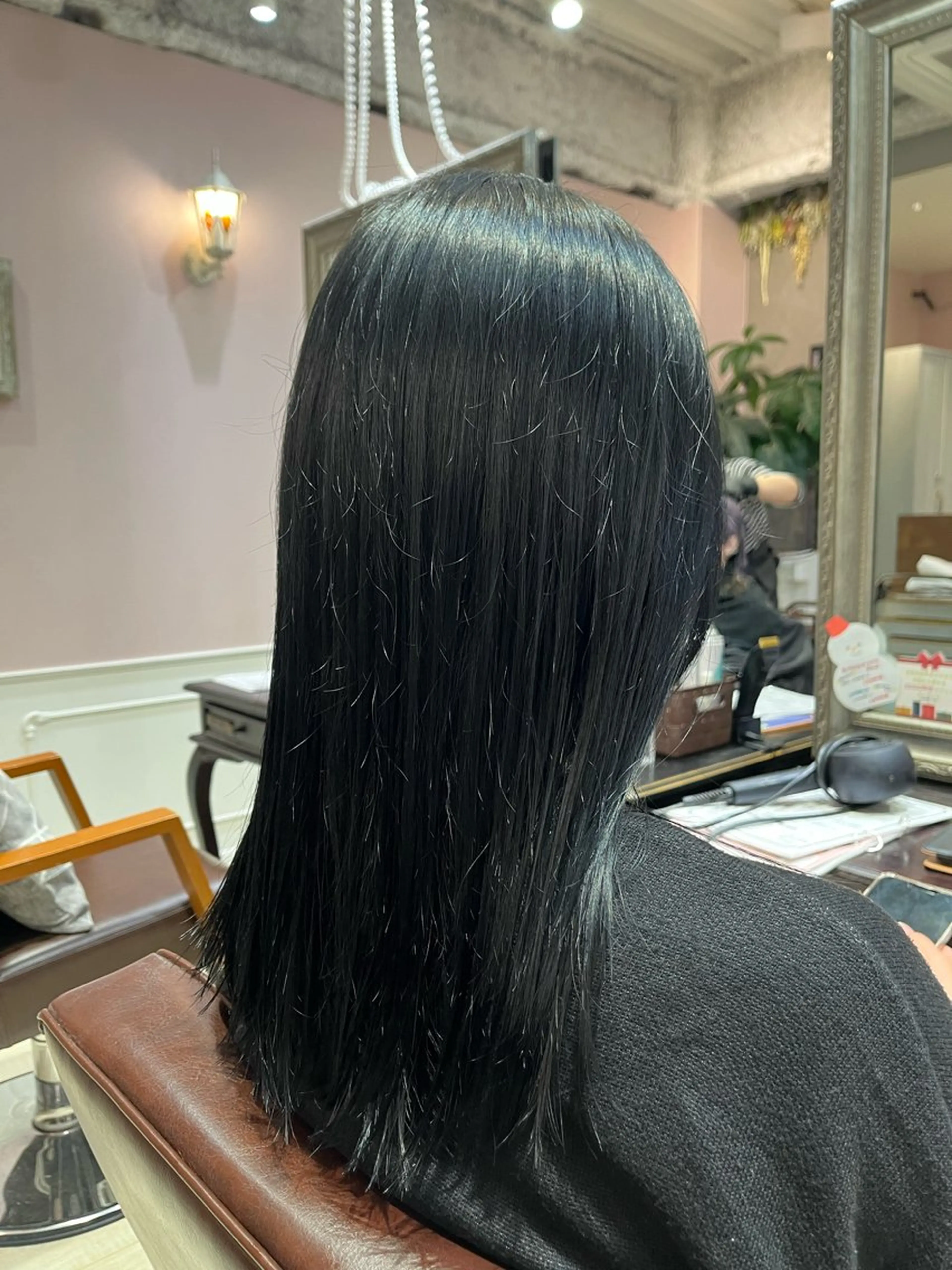 ロング カラー 黒髪 ブルーカラー ブルーブラック カット ヘアカラー レイヤー/透明感/髪 質改善/メンズ/佐藤のヘアスタイル