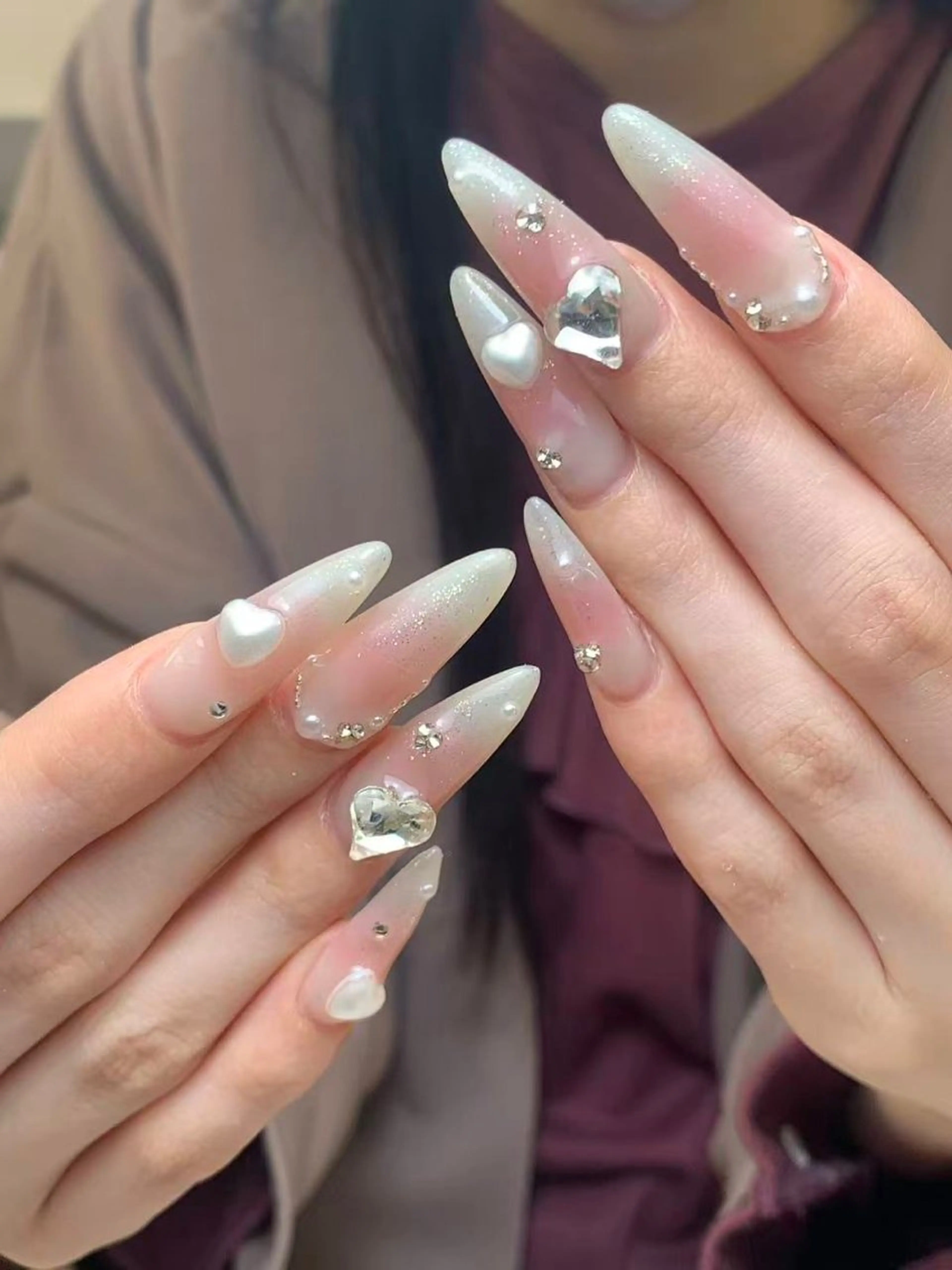 ネイル チークネイル 長さ出し 春ネイル ネイルチップ Amina nail salonのネイルデザイン