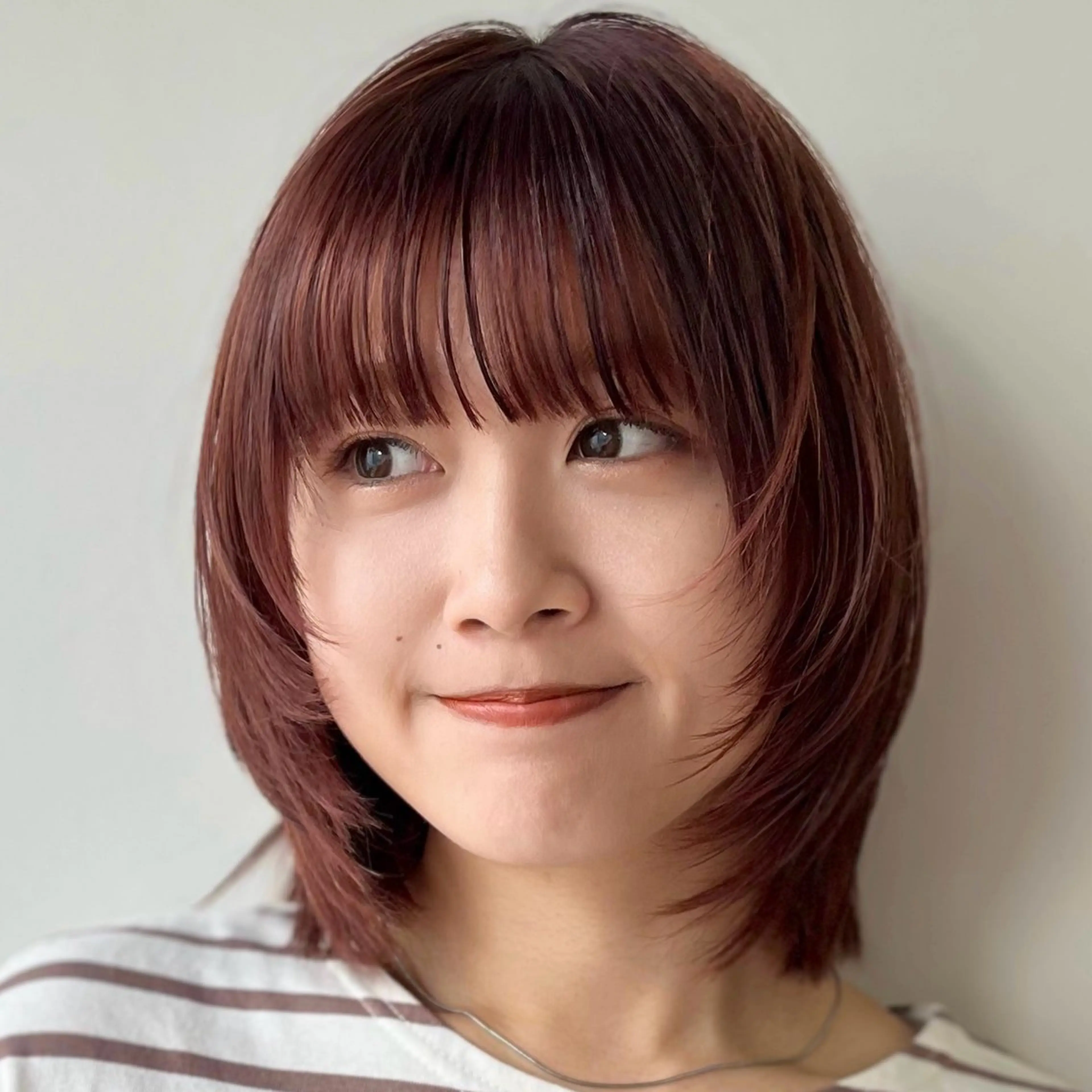 ミディアム ボブ ウルフカット カット ヘアカラー あやめ【顔まわり/レ イヤー/柔らかカラ】のヘアスタイル