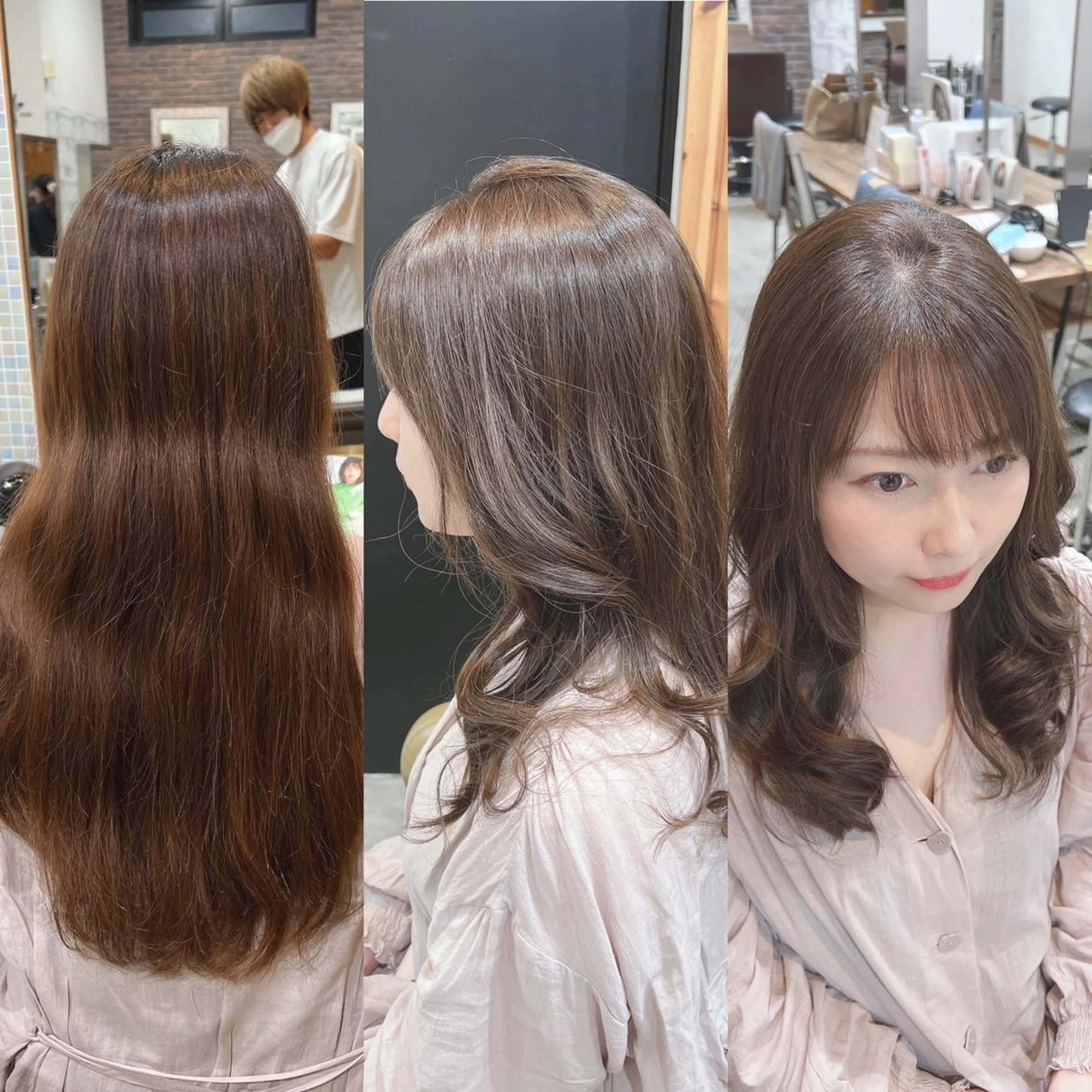 ロング カラー ヘアアレンジ キッズ バレイヤージュ ベージュカラー ブリーチ ケアブリーチ 透明感カラー カット ヘアカラー トリートメント 五反田　美容院☆張 明星☆韓国ヘアのヘアスタイル