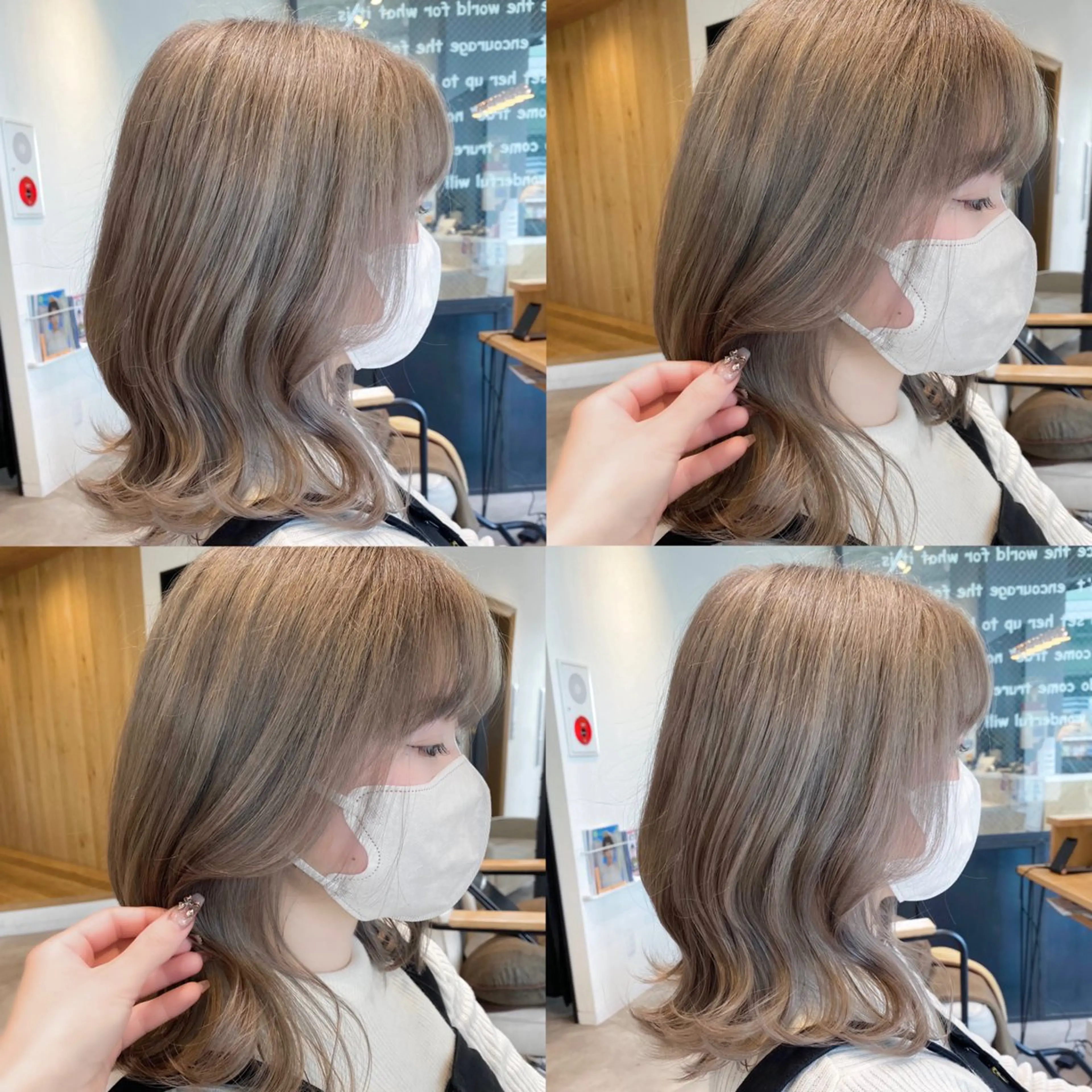 ミディアム カラー ベージュカラー ブリーチ ケアブリーチ ダブルカラー ハイトーンカラー 肌に馴染むハイトーン /ミルクティーカラーのヘアスタイル