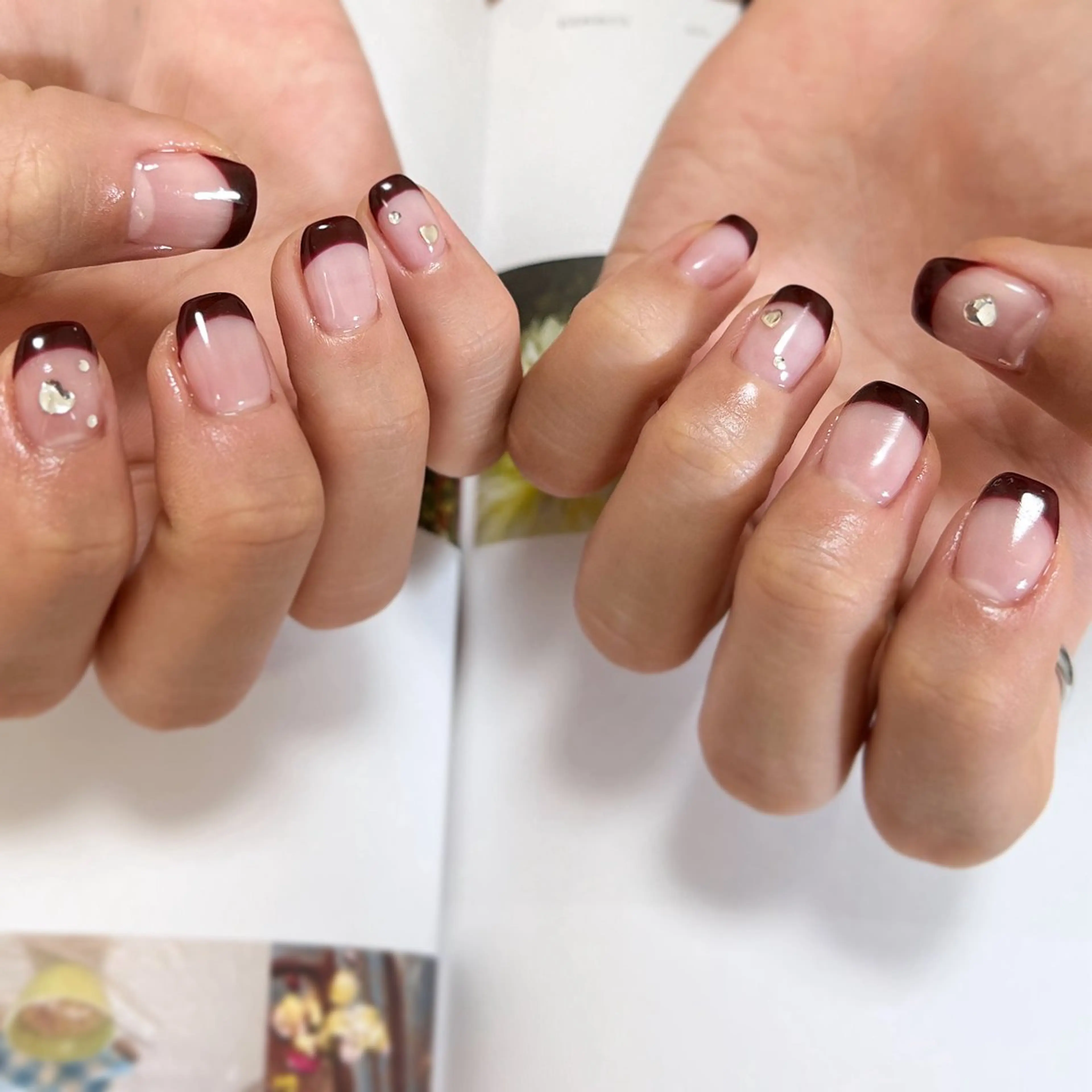 ネイル ボルドー フレンチネイル ハート シンプルネイル スクエアネイル pointillé .ayaのネイルデザイン