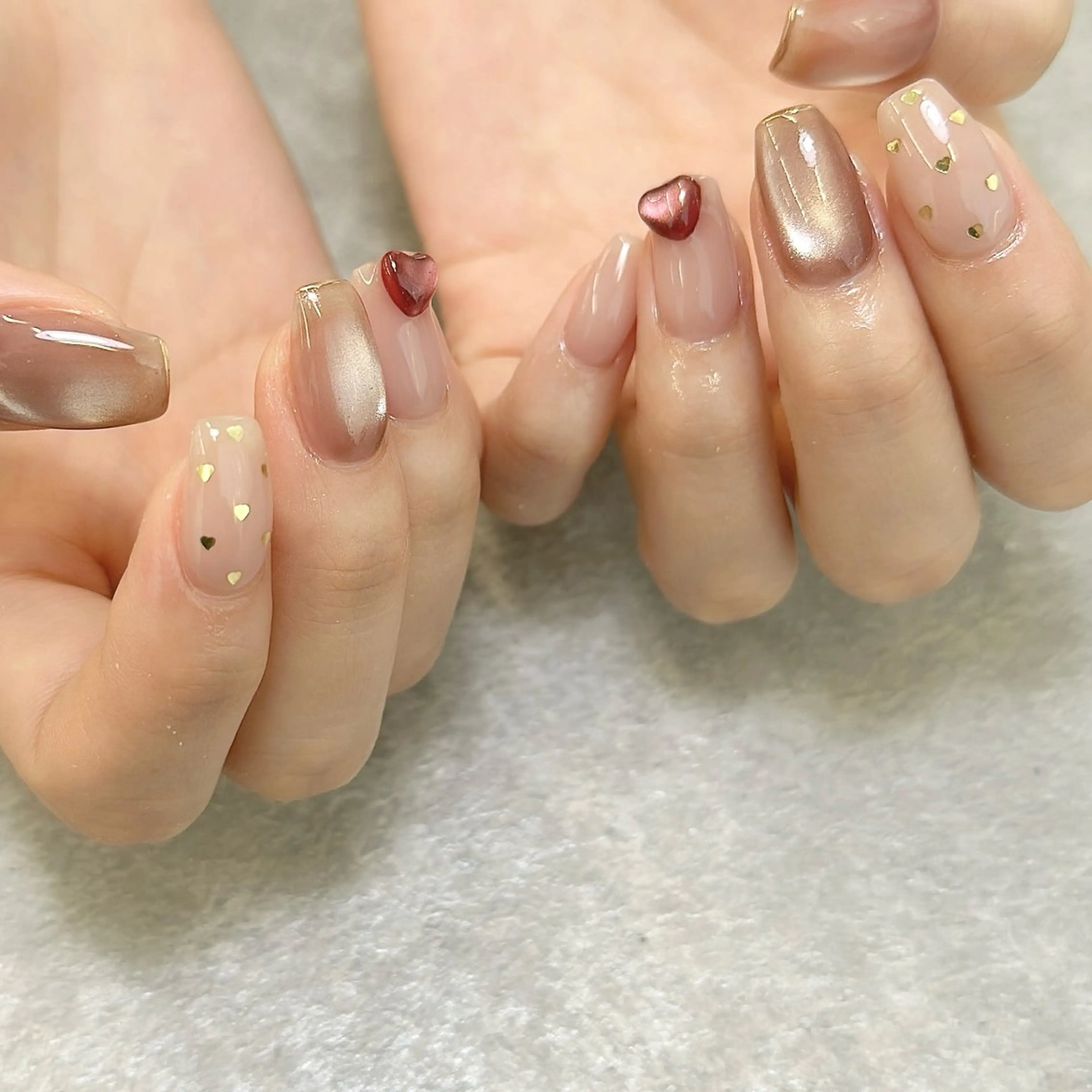 ネイル アートネイル オーロラネイル クリアネイル ジェルネイル ハート nailsalon LILi third.所属・Yukino .のネイルデザイン