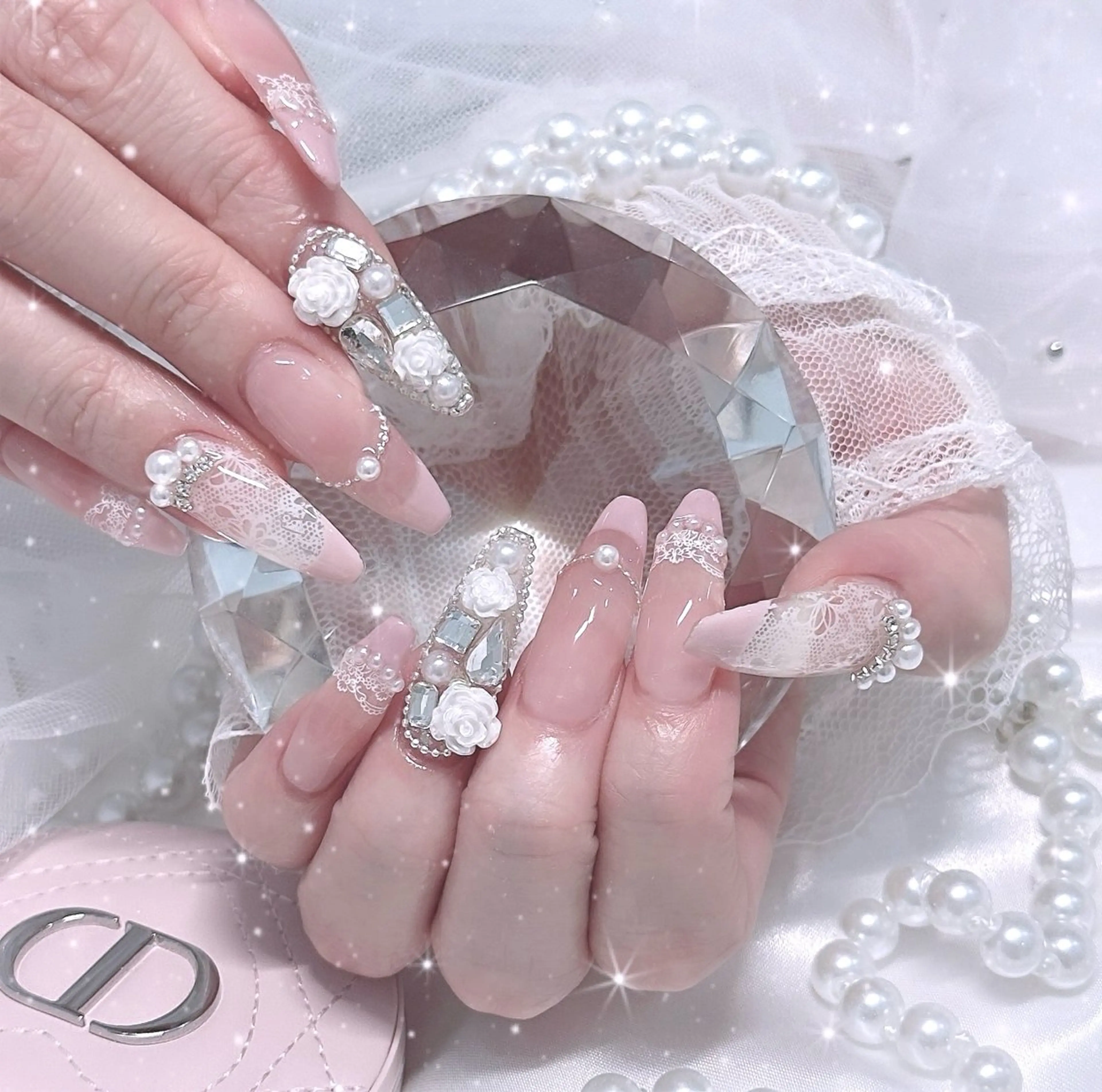 ネイル フレンチネイル レース 春ネイル ワンホンネイル ハンドネイル Marin nailのネイルデザイン