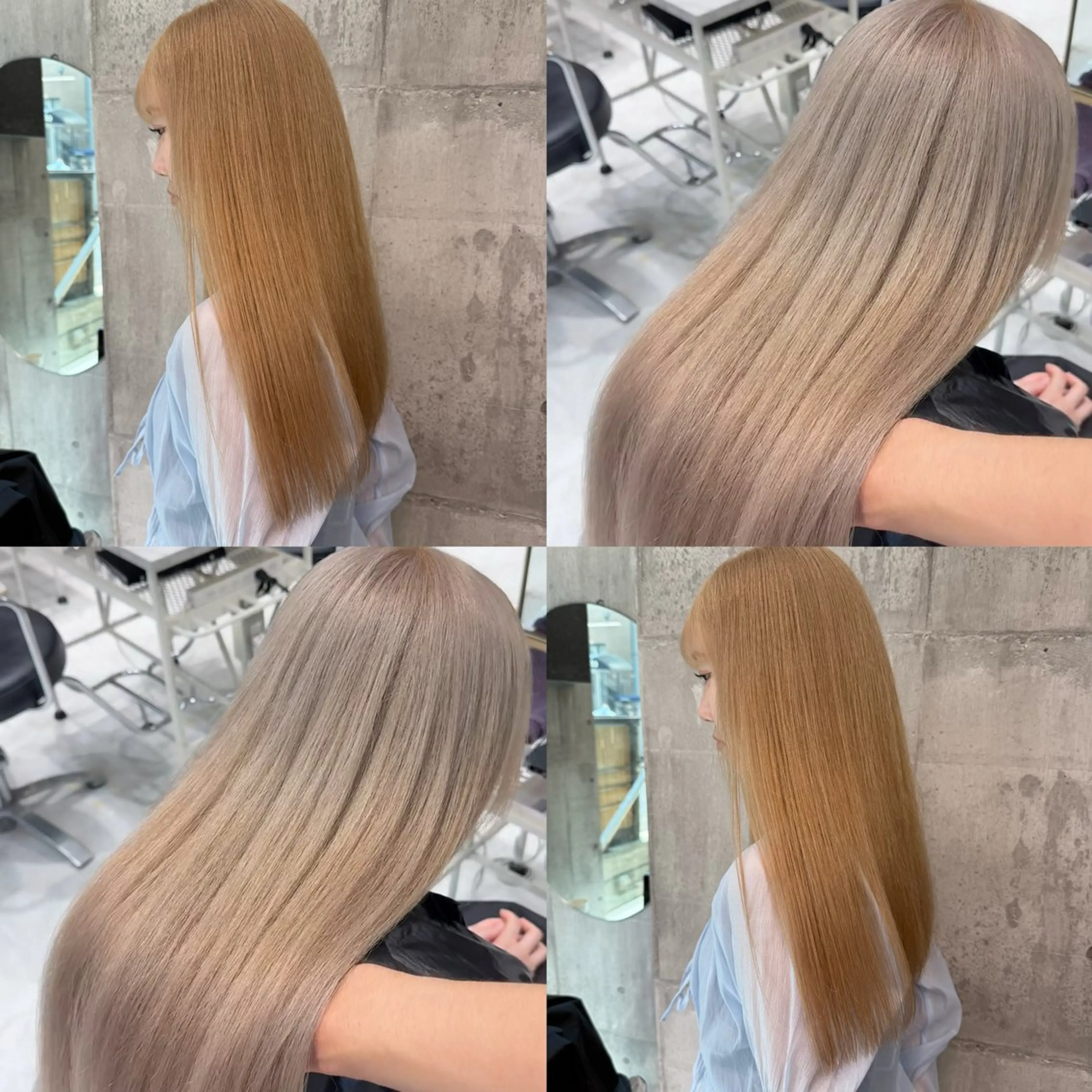 セミロング カラー ベージュカラー ブリーチ ブロンド ミルクティーベージュ ピンクカラー ヘアカラー ハイトーン特化/ 複雑履歴修正/拓真のヘアスタイル