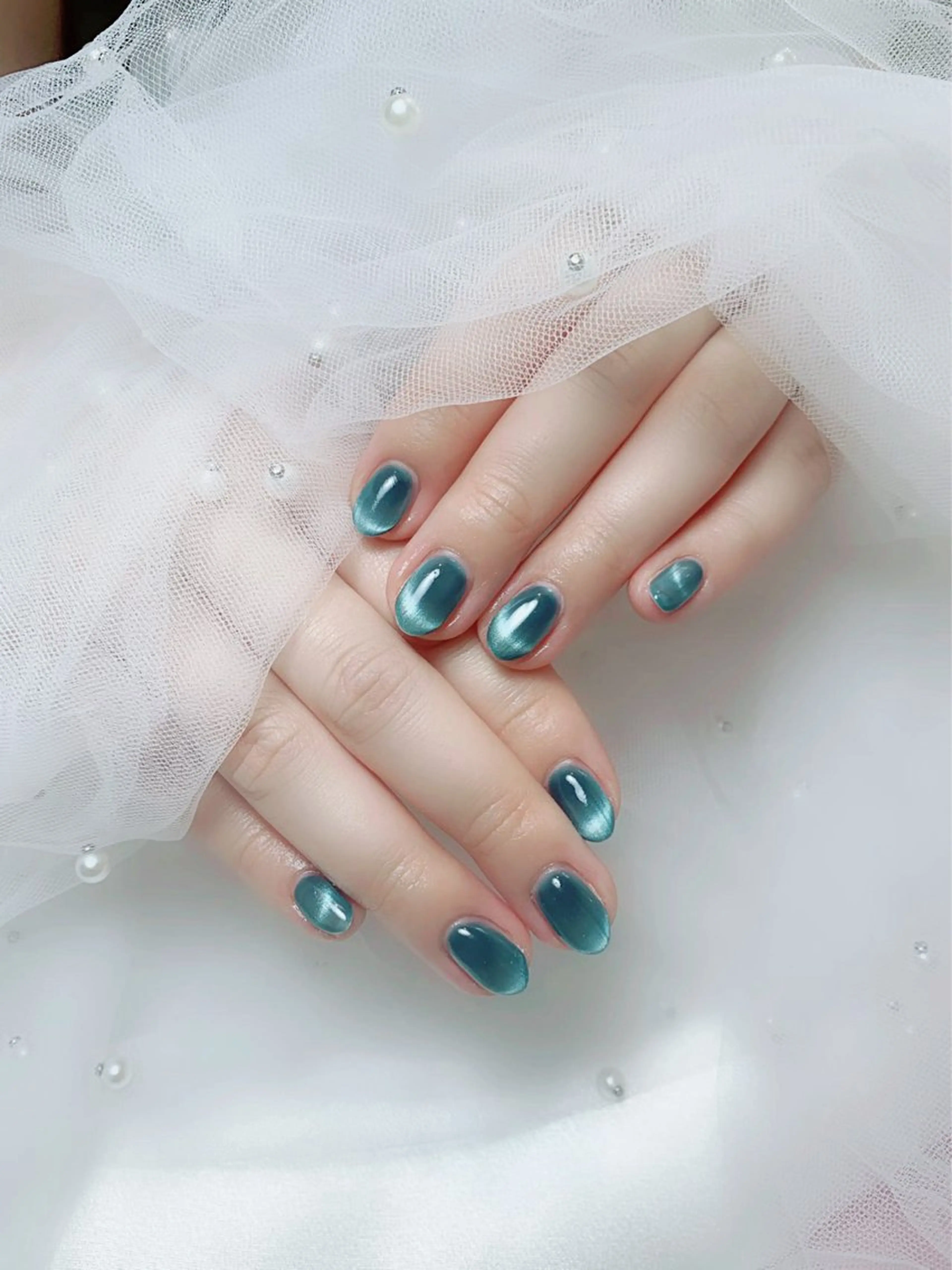 ネイル フレンチネイル ジェルネイル ハート 韓国ネイル マグネットネイル ハンドネイル ネイルサロン lotusのネイルデザイン