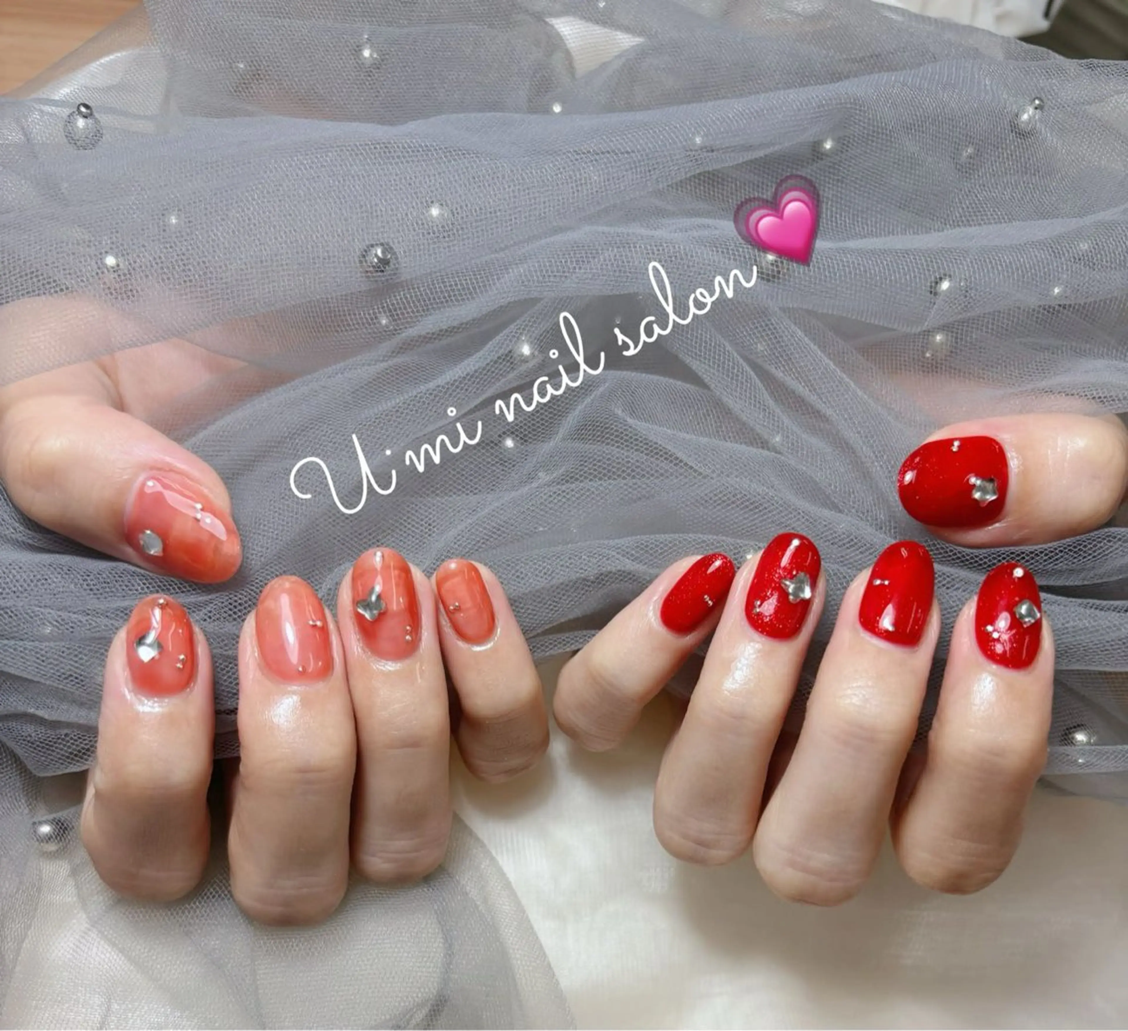 ネイル ワンカラーネイル ストーンネイル Ｕ·Mi nail salon所属・u・mi  上野御徒町パラジェルのネイルデザイン