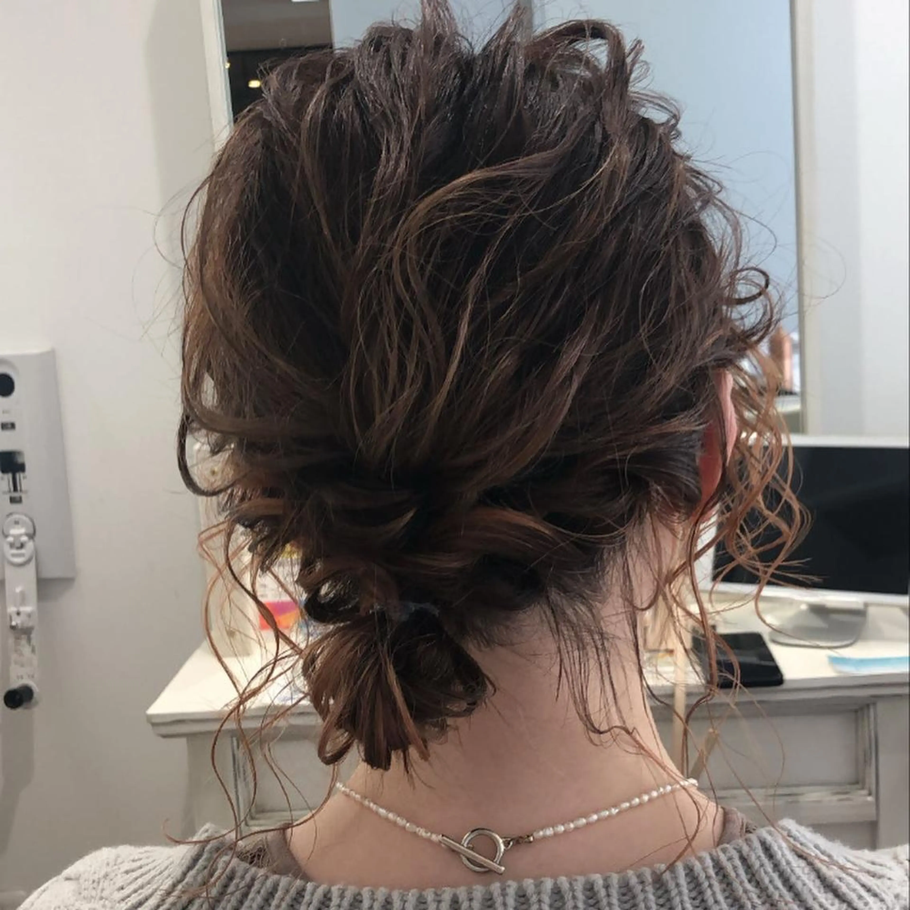 セミロング カラー ヘアアレンジ 結婚式・ブライダル おくれ毛 ✨🌿大人可愛い愛さ れhair🌿✨松本のヘアスタイル