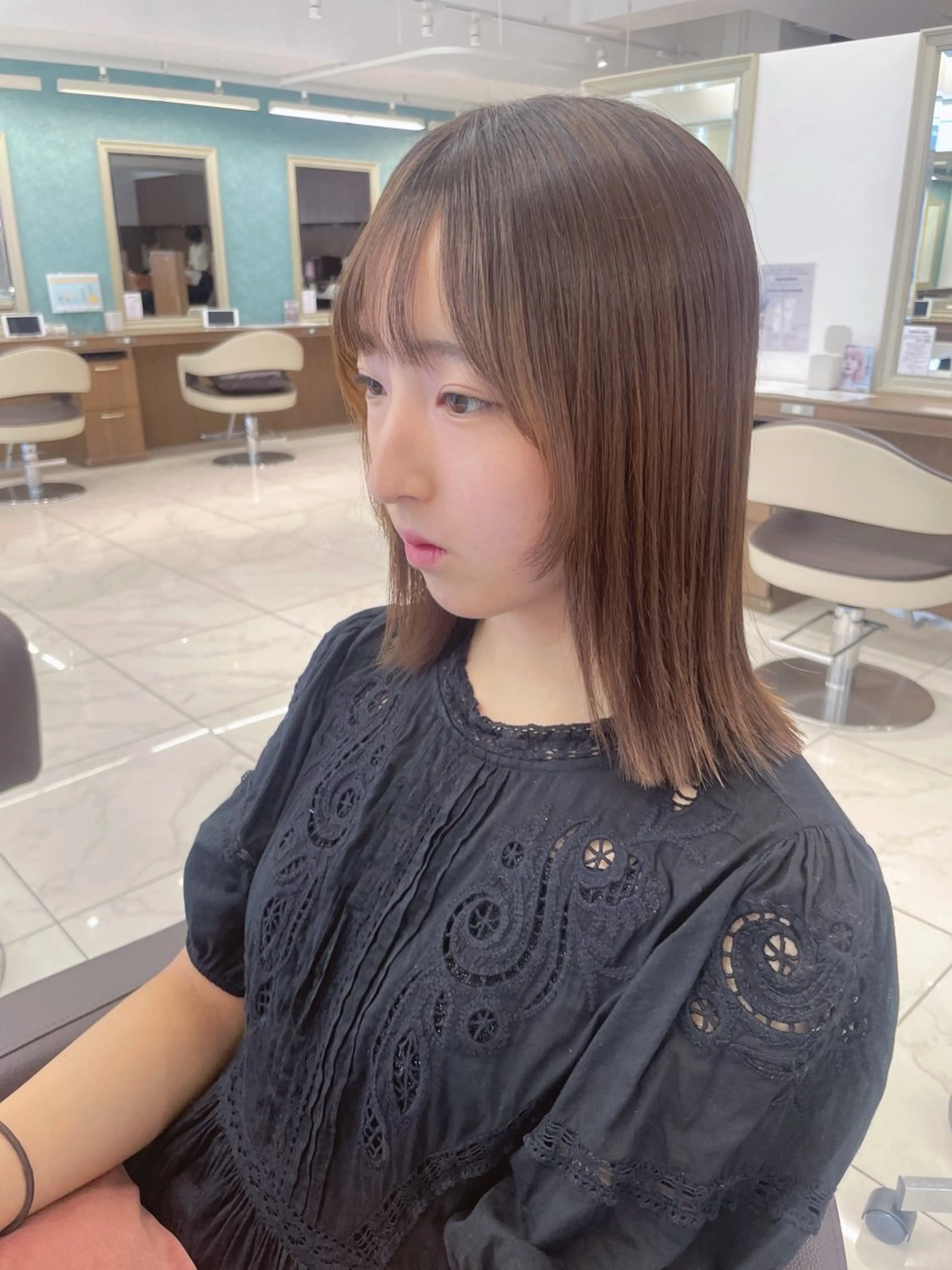 ミディアム パーマ カット 縮毛矯正 福島成美/髪質改善 縮毛矯正/カラーのヘアスタイル