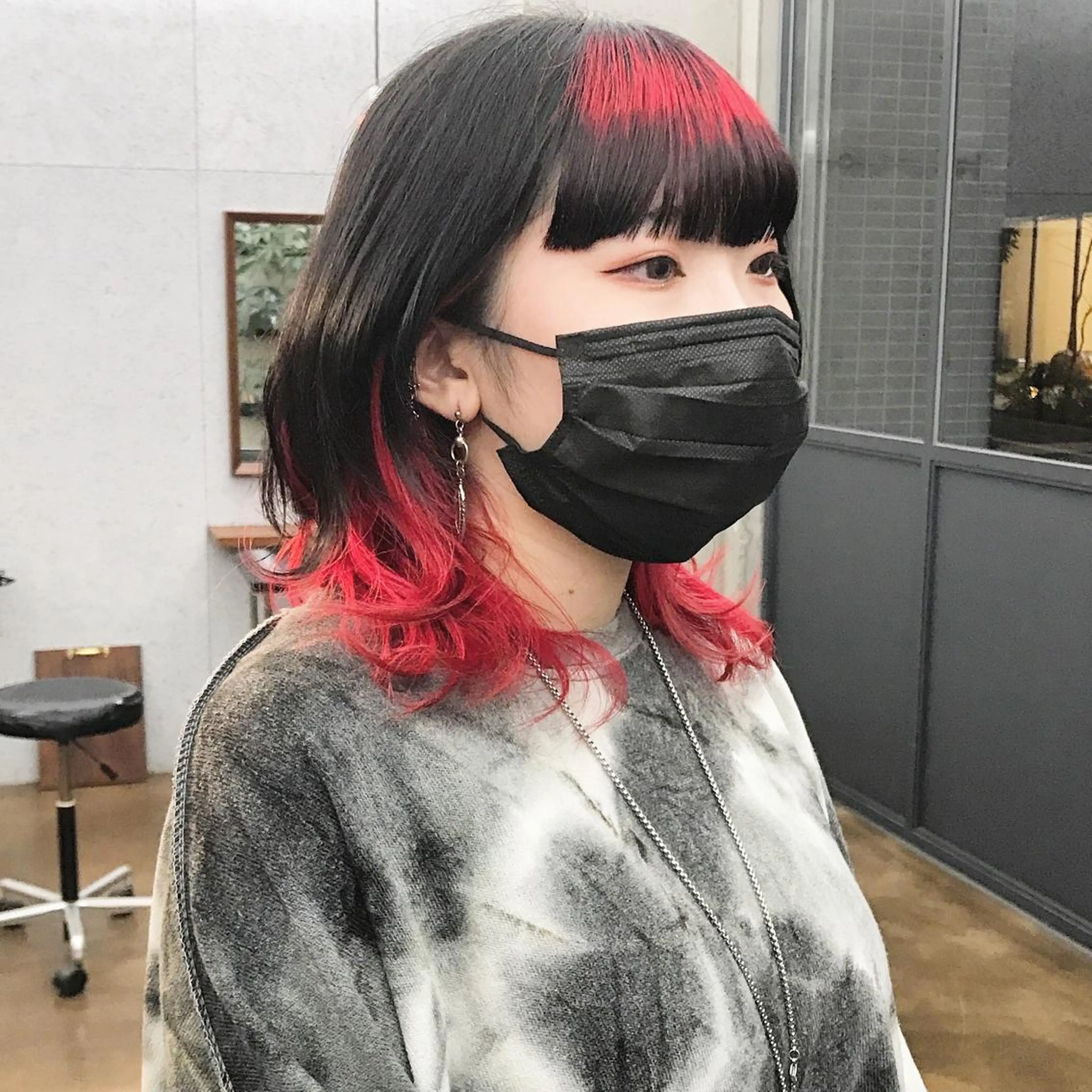 ミディアム カラー デザインカラー ウルフカット カット ヘアカラー トリートメント ヘアセット ✂︎ウルフ・ショート ✂︎MIKUNIのヘアスタイル