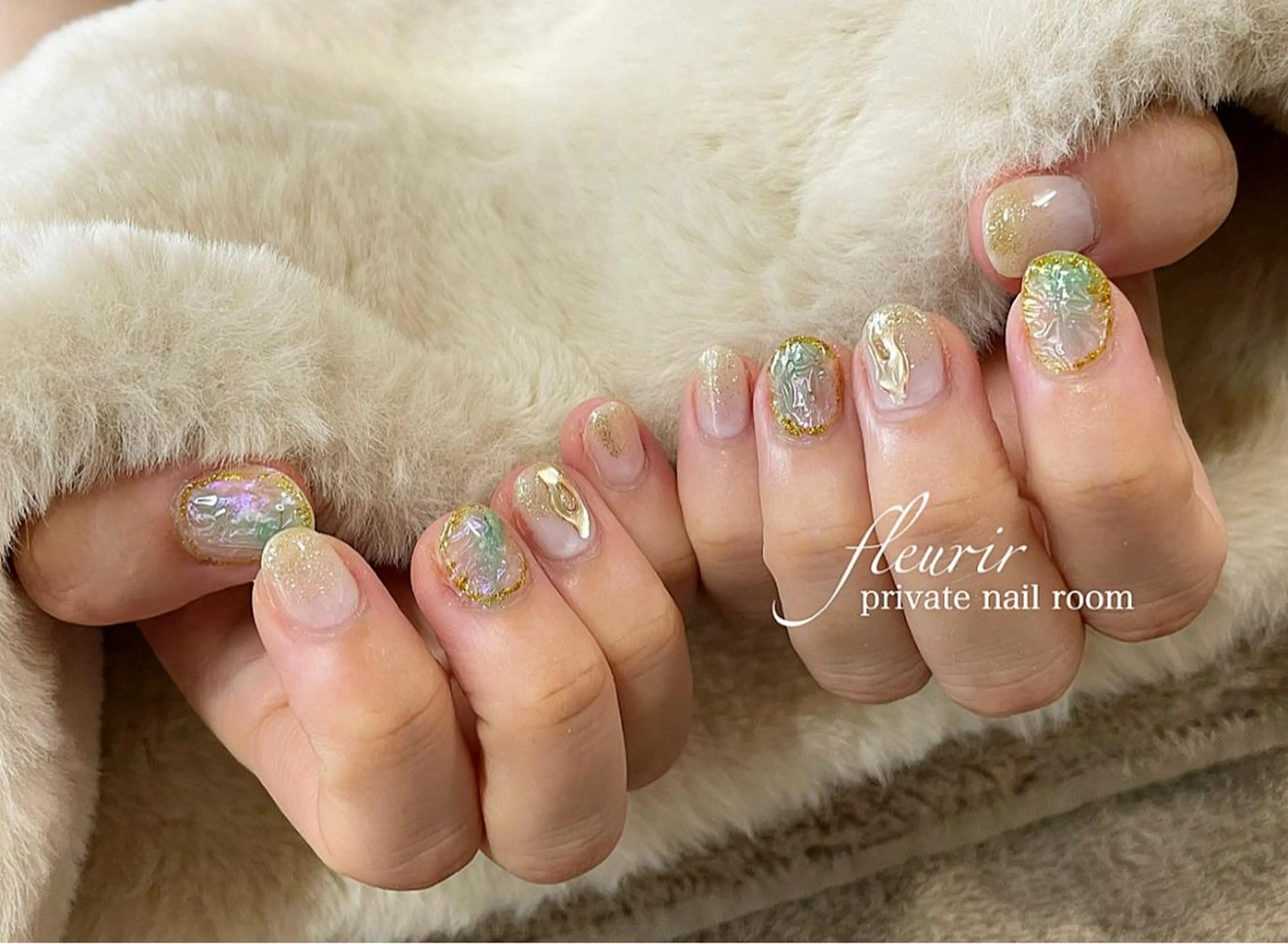 ネイル アートネイル ミラーネイル フルリール 【プライベートサロンのネイルデザイン