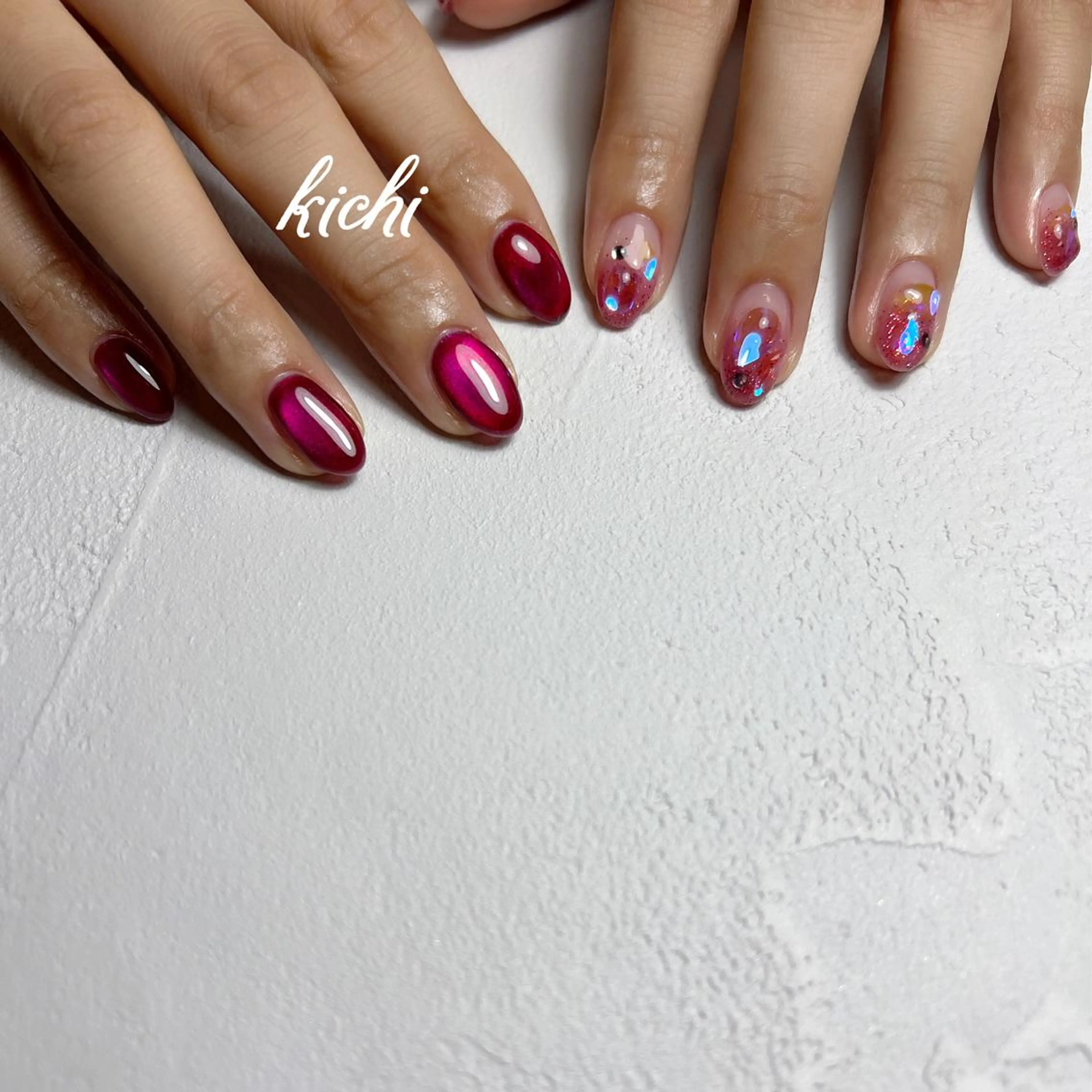 ネイル オーロラネイル ジェルネイル マグネットネイル 持ち込み ニュアンスネイル kichi･:* みじゅのネイルデザイン