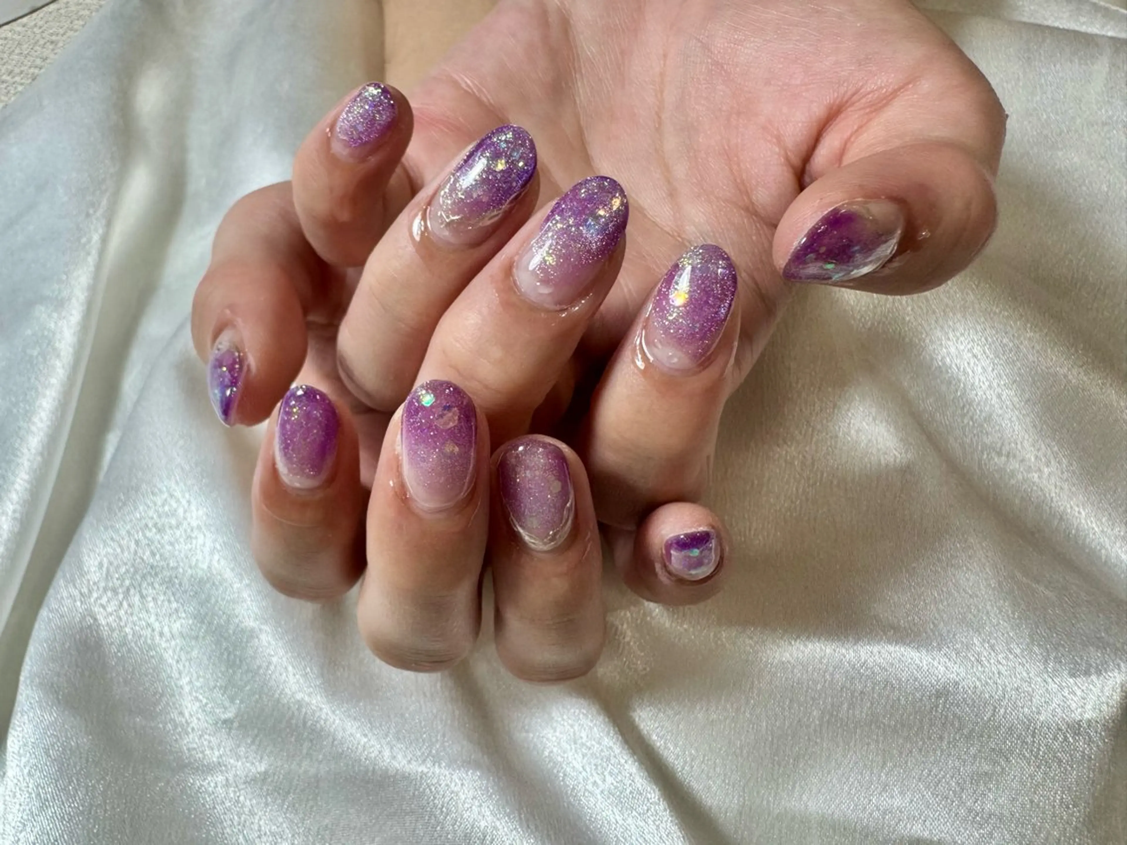 ネイル オーロラネイル 桜ネイル フラワーネイル フットネイル フレンチネイル ハンドネイル kikinail 溝の口のネイルデザイン