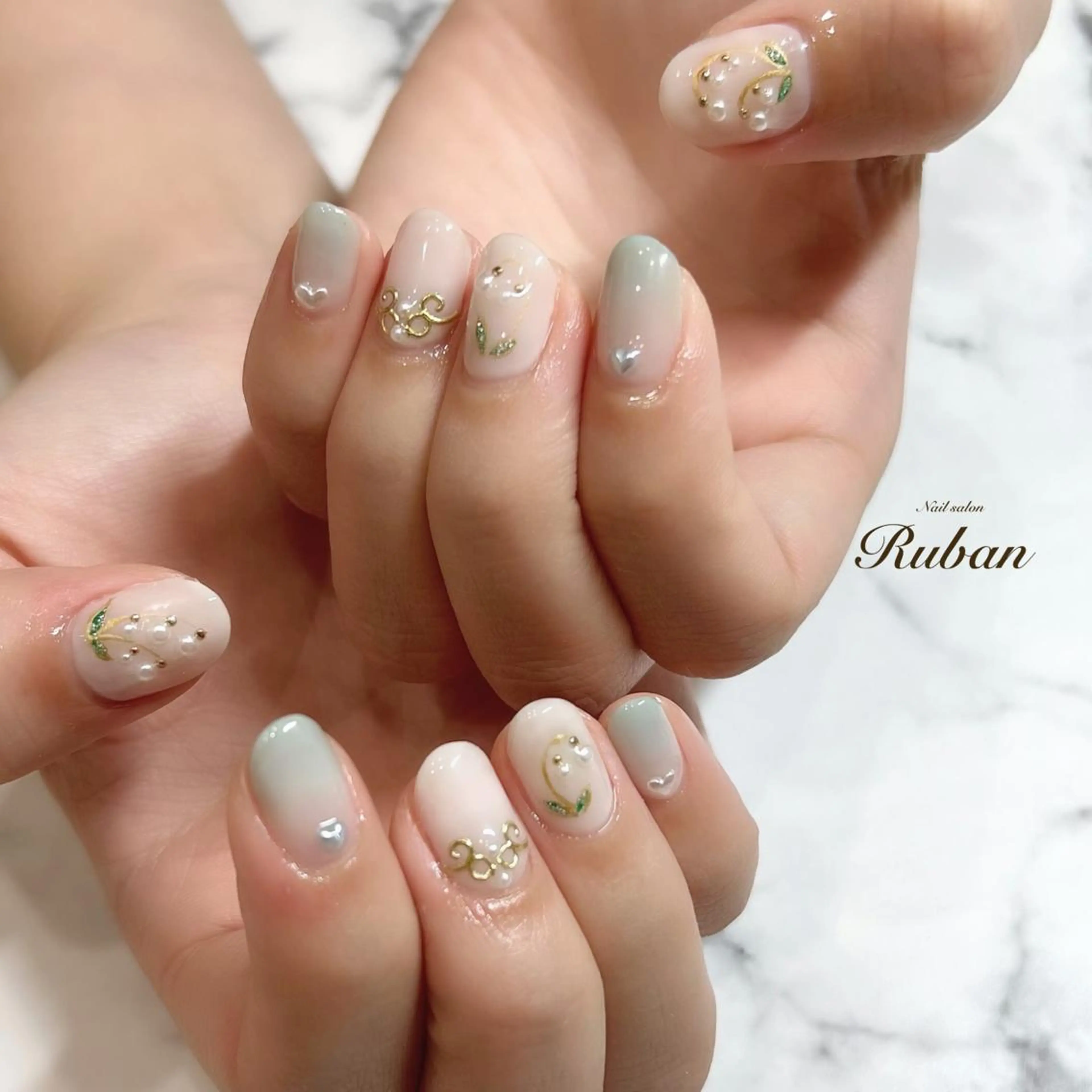 ネイル フラワーネイル グラデーション 春ネイル Nail salon Ruban所属・Nail salon Rubanのネイルデザイン