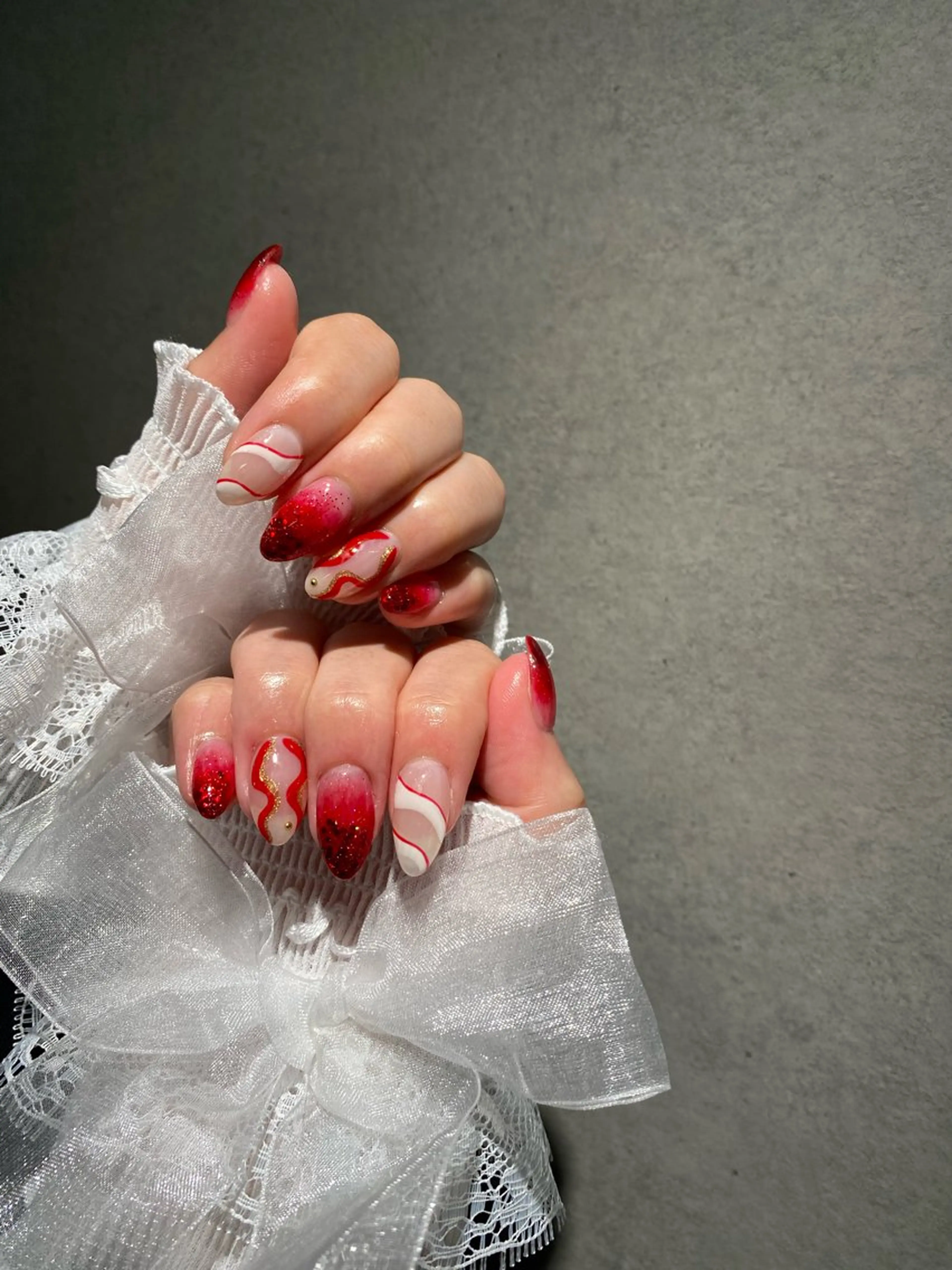 ネイル I-nailロング /ワンホン/キラキラのネイルデザイン