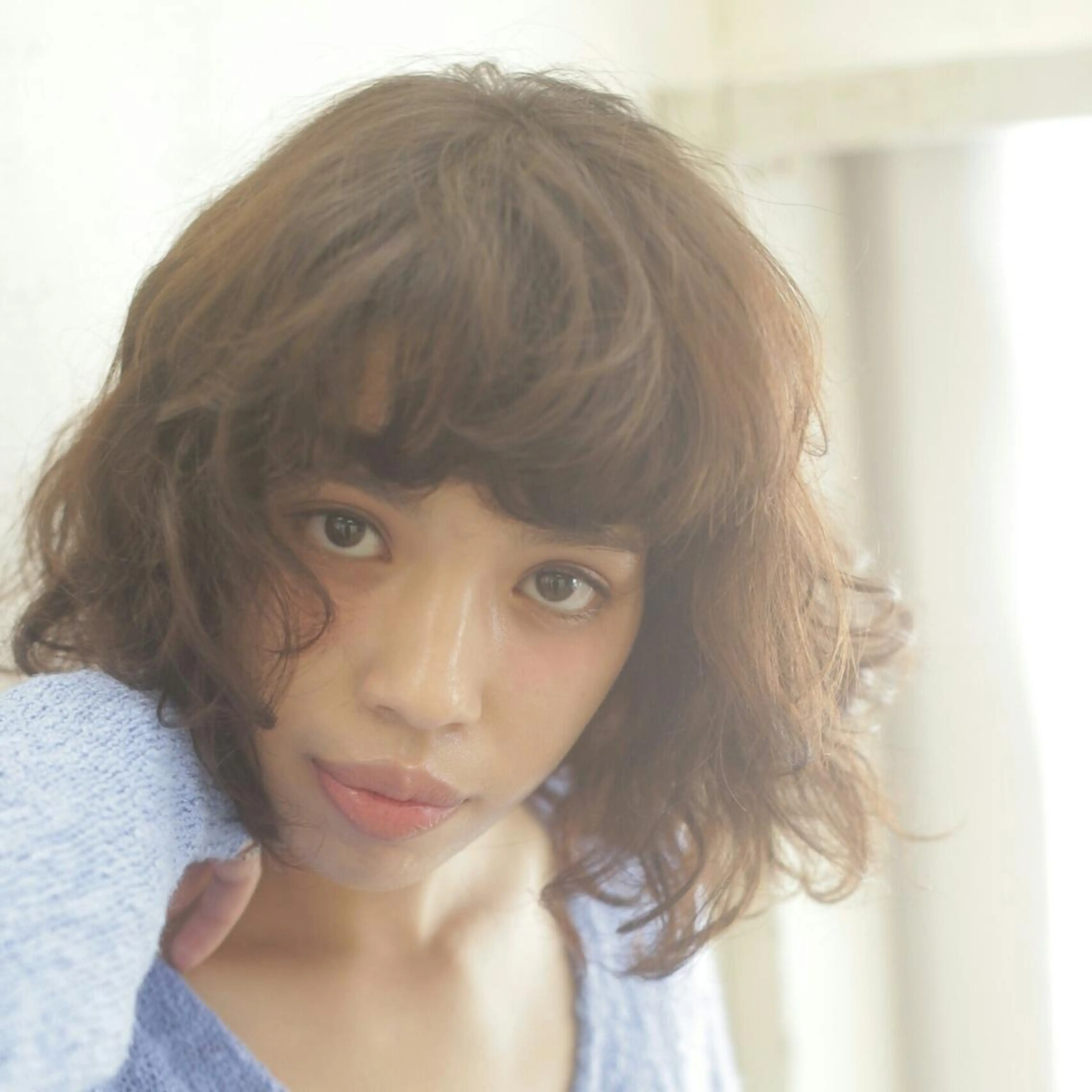 ミディアム カラー パーマ ショート ミディアムパーマ 外国人風カラー 心斎橋 女性 スタイリスト  大阪のヘアスタイル