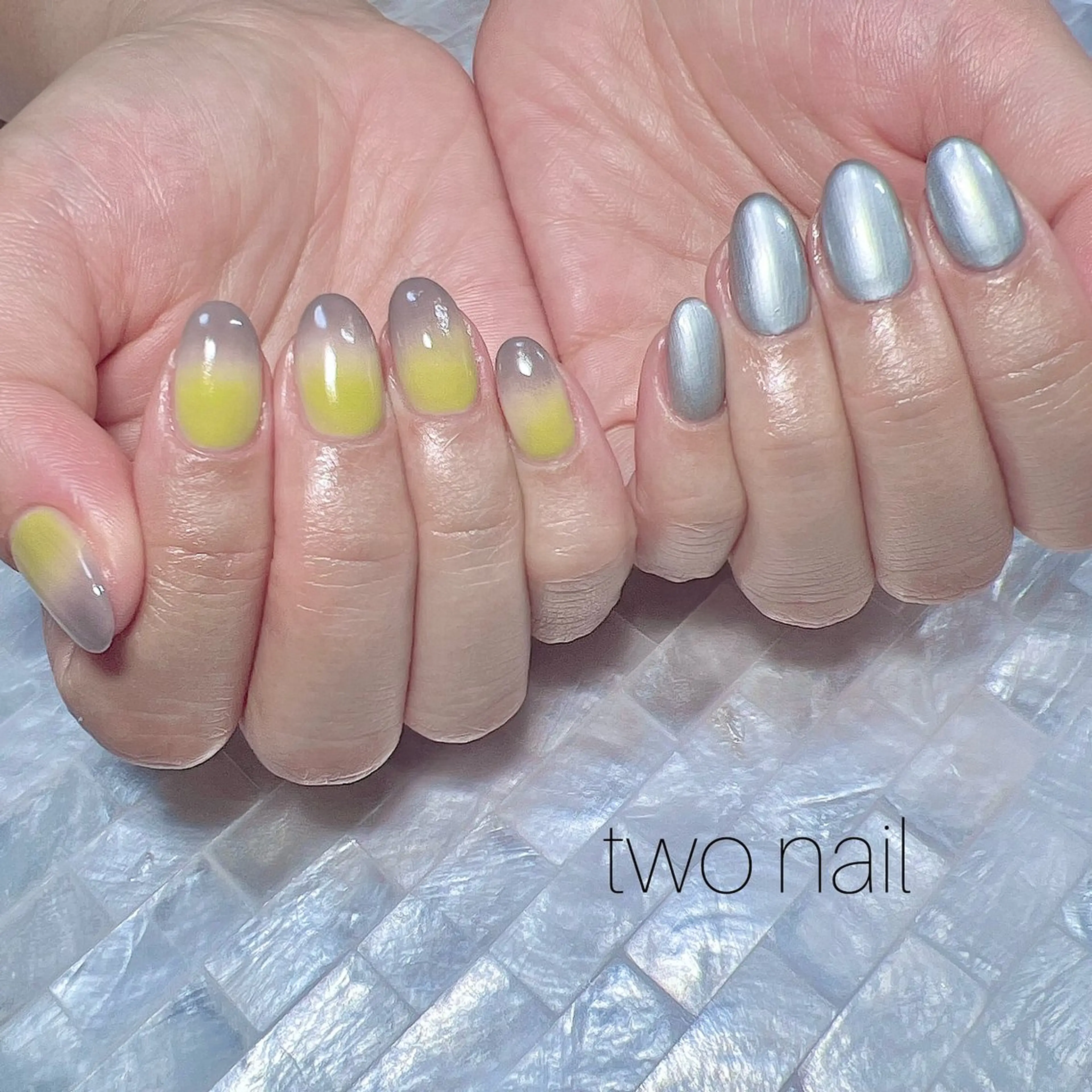 ネイル ネイルチップ ホワイト ハンドネイル two nailのネイルデザイン