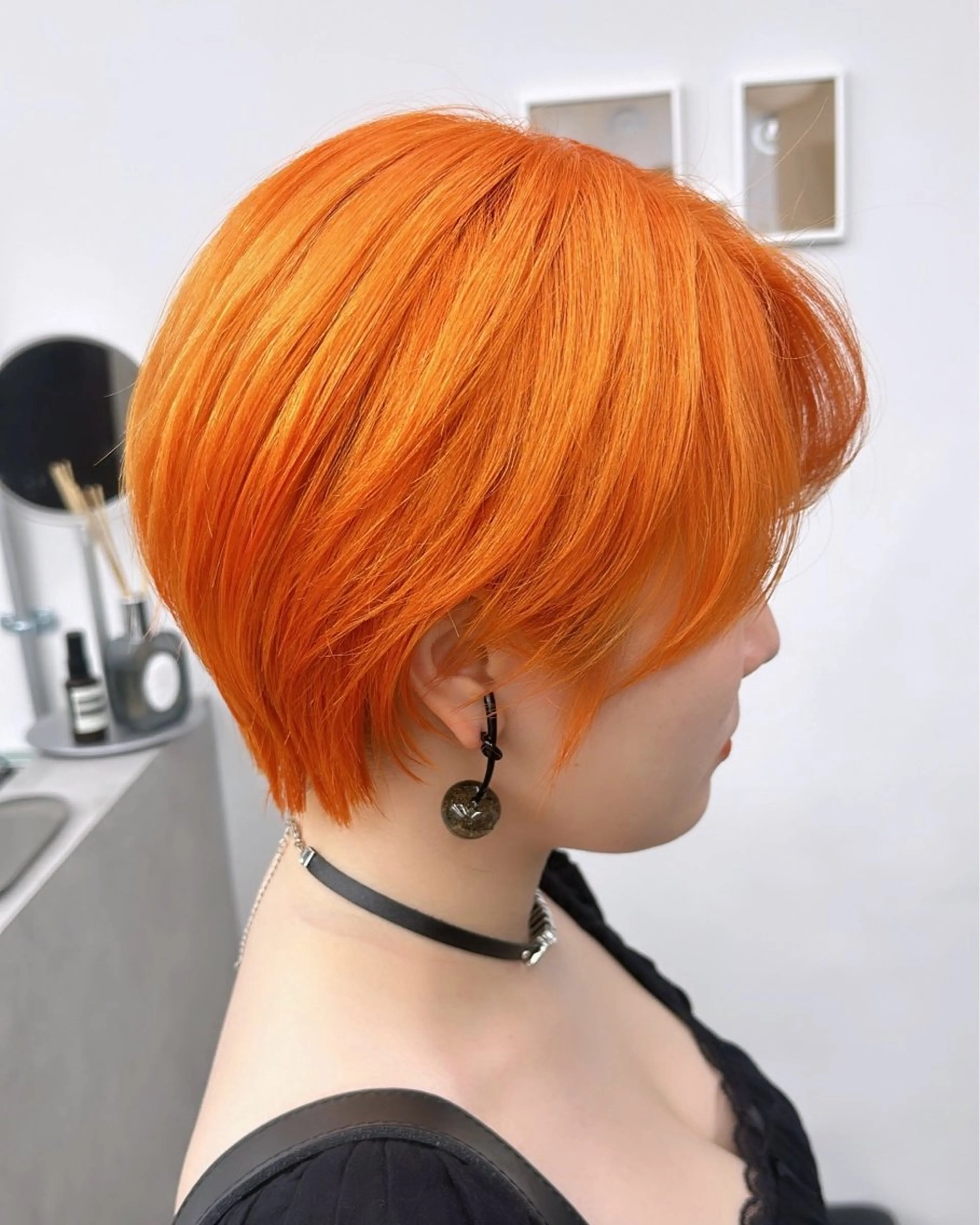 ショート カラー ハンサムショート オレンジ ショートヘア ブリーチ/ボブ ショート/はらのヘアスタイル