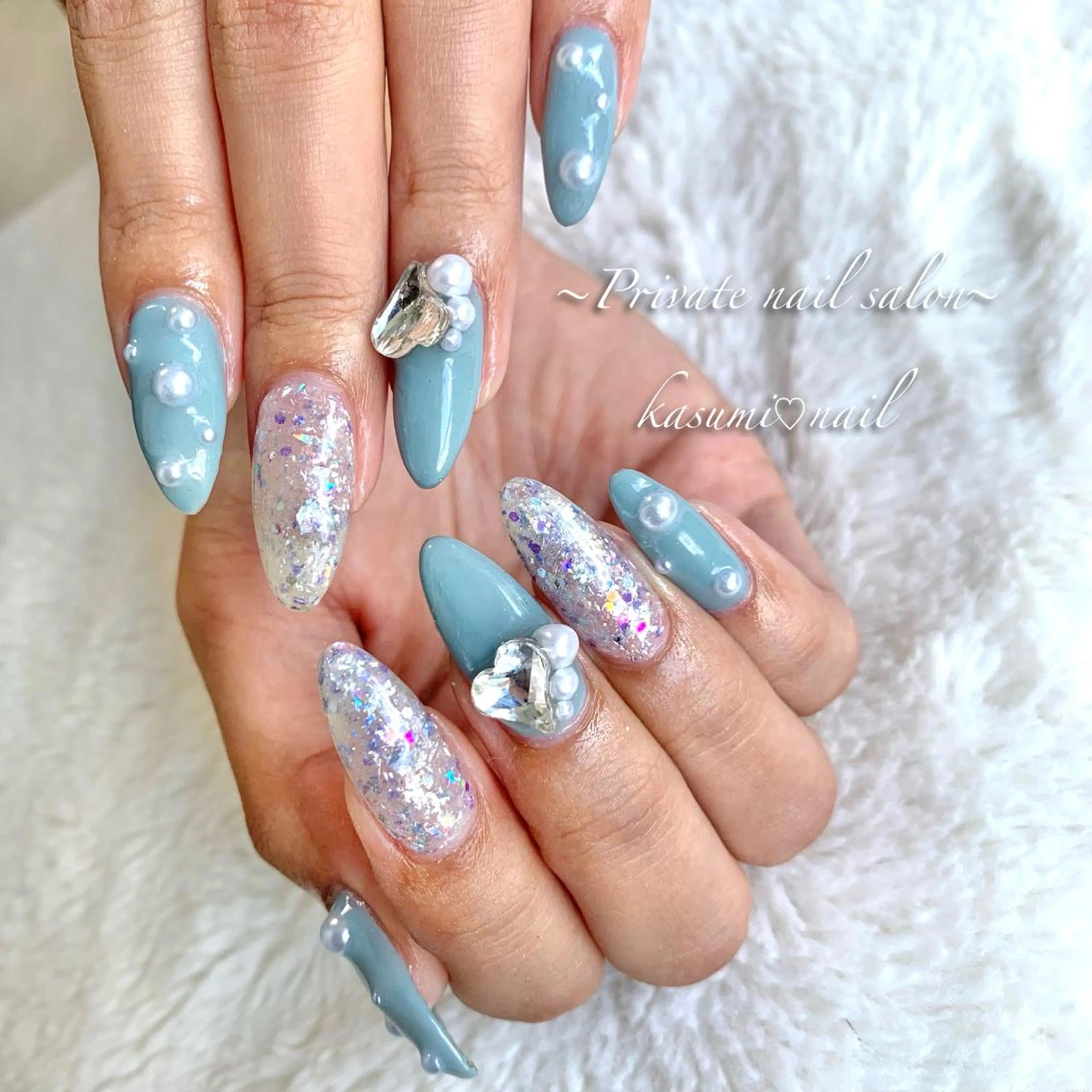 ネイル アートネイル ラメ(グリッター) マグネットネイル ミラーネイル 持ち込み KASUMI♡ Nailのネイルデザイン