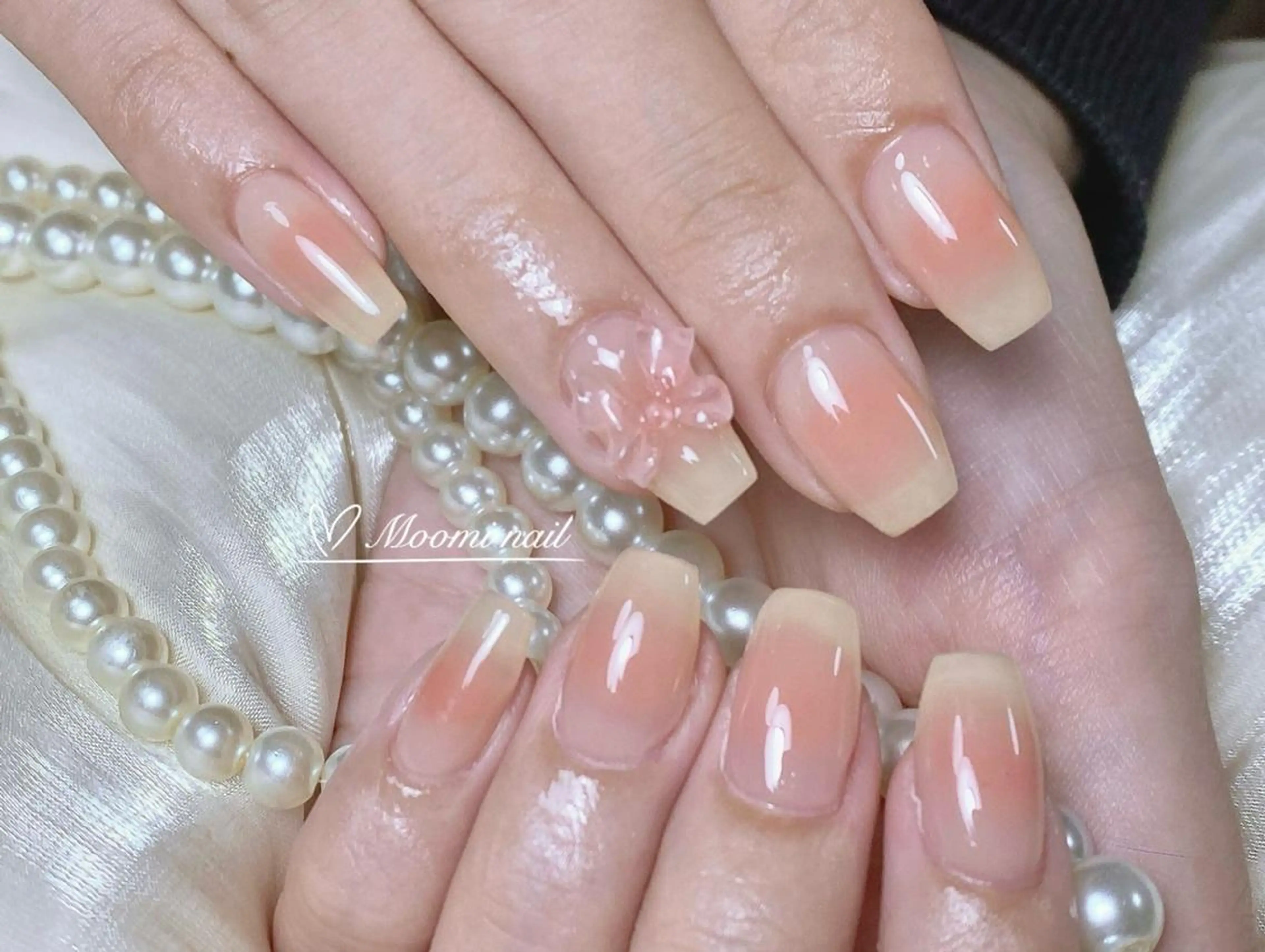 ネイル チークネイル 長さ出し ジェルネイル グラデーション 韓国ネイル moomi nail スカルプ専門のネイルデザイン