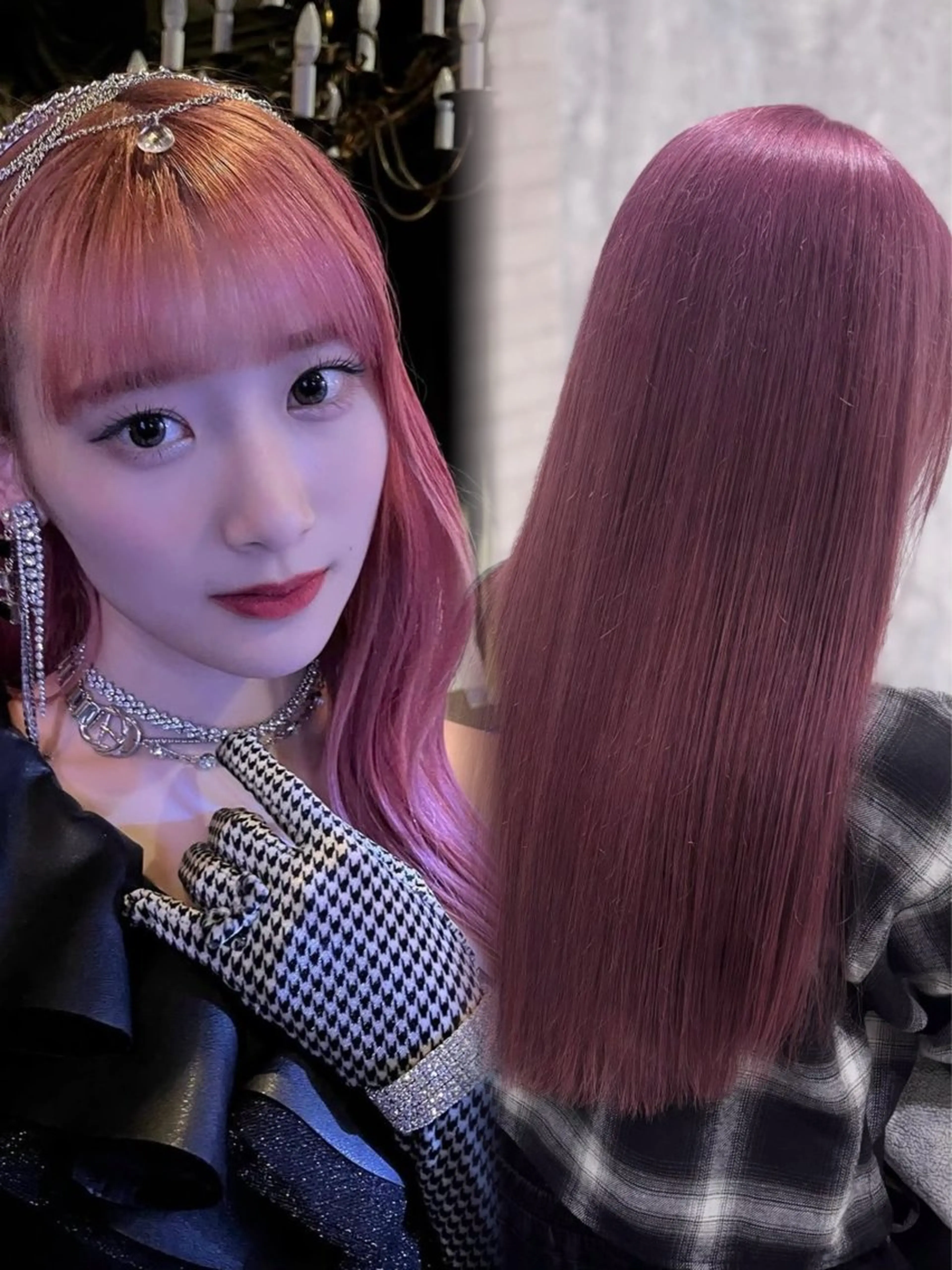 ロング カラー ブリーチ ピンクカラー ヘアカラー トリートメント 詩乃 暖色系🎀レイヤーのヘアスタイル