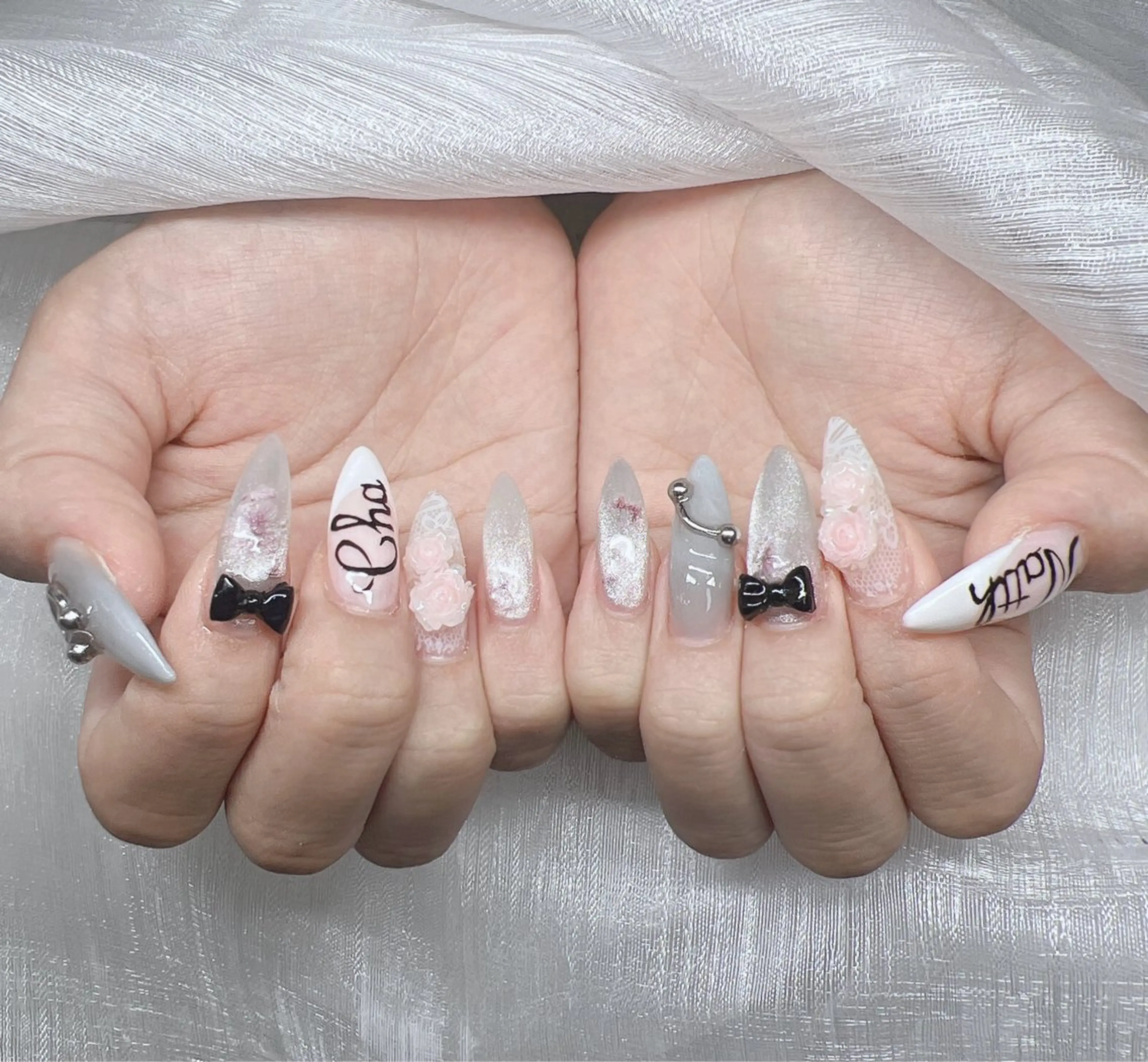 ネイル 長さ出し グラデーション キラキラネイル マグネットネイル ニュアンスネイル Lee Nails チップ長さだし専門店のネイルデザイン