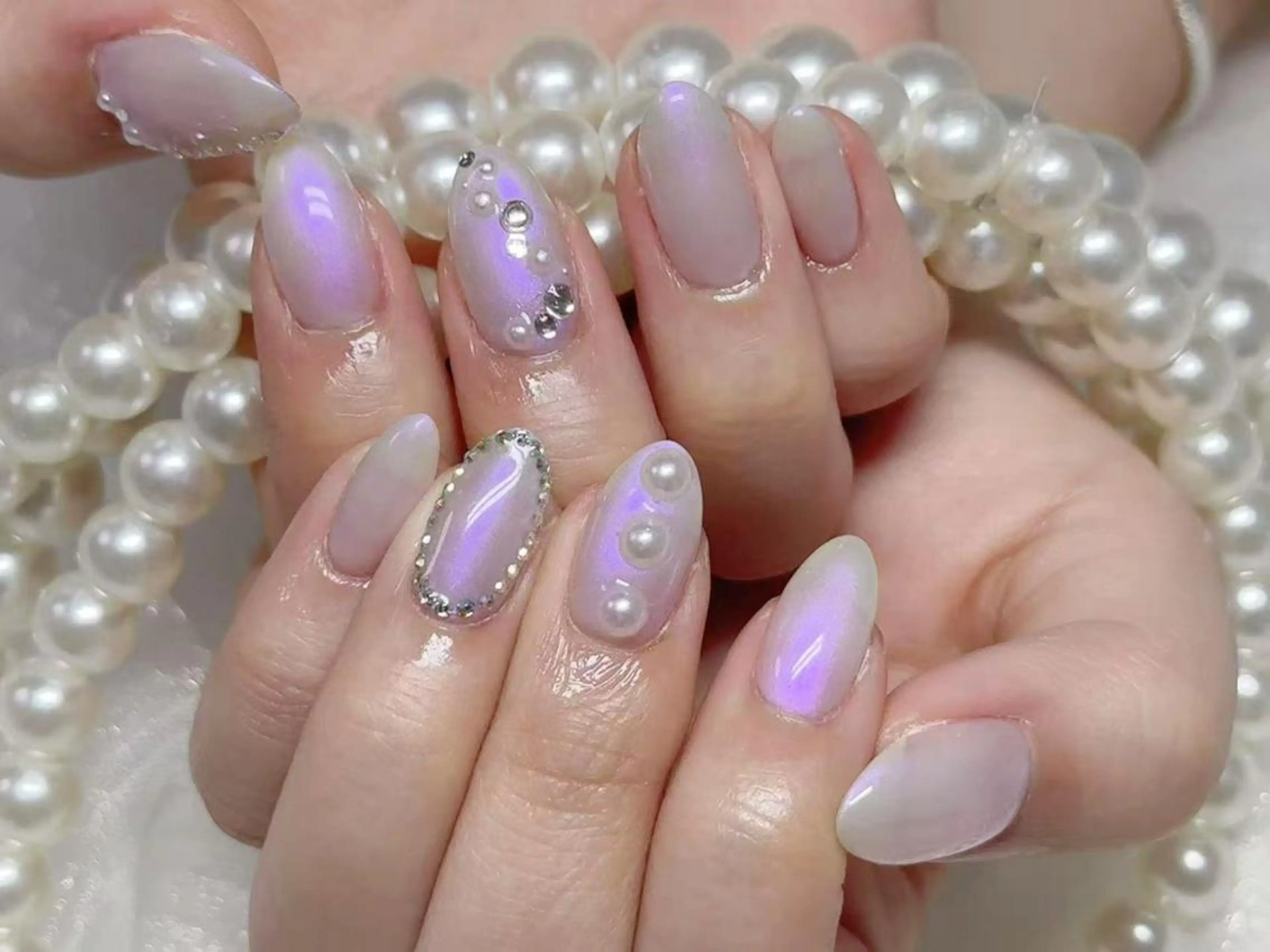 ネイル アートネイル クリアネイル 成人式 長さ出し フラッシュネイル ハンドネイル Ru na🍳のネイルデザイン