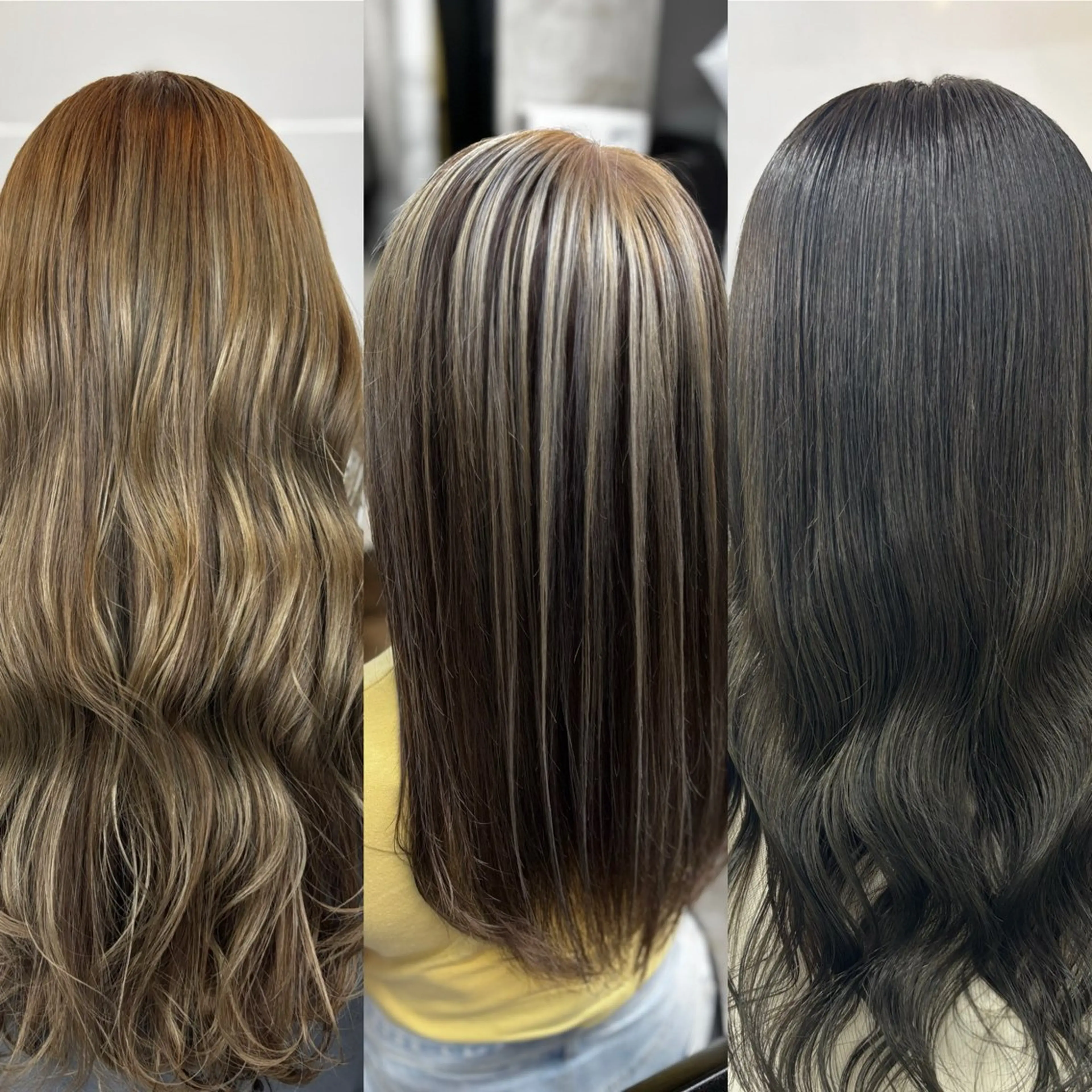 ロング お団子ヘア ショートボブ ミストバング ボブ 顔周りカット カット ヘアカラー トリートメント 🌟髪質改善ケアカラ ー美髪縮毛矯正y🌟のヘアスタイル