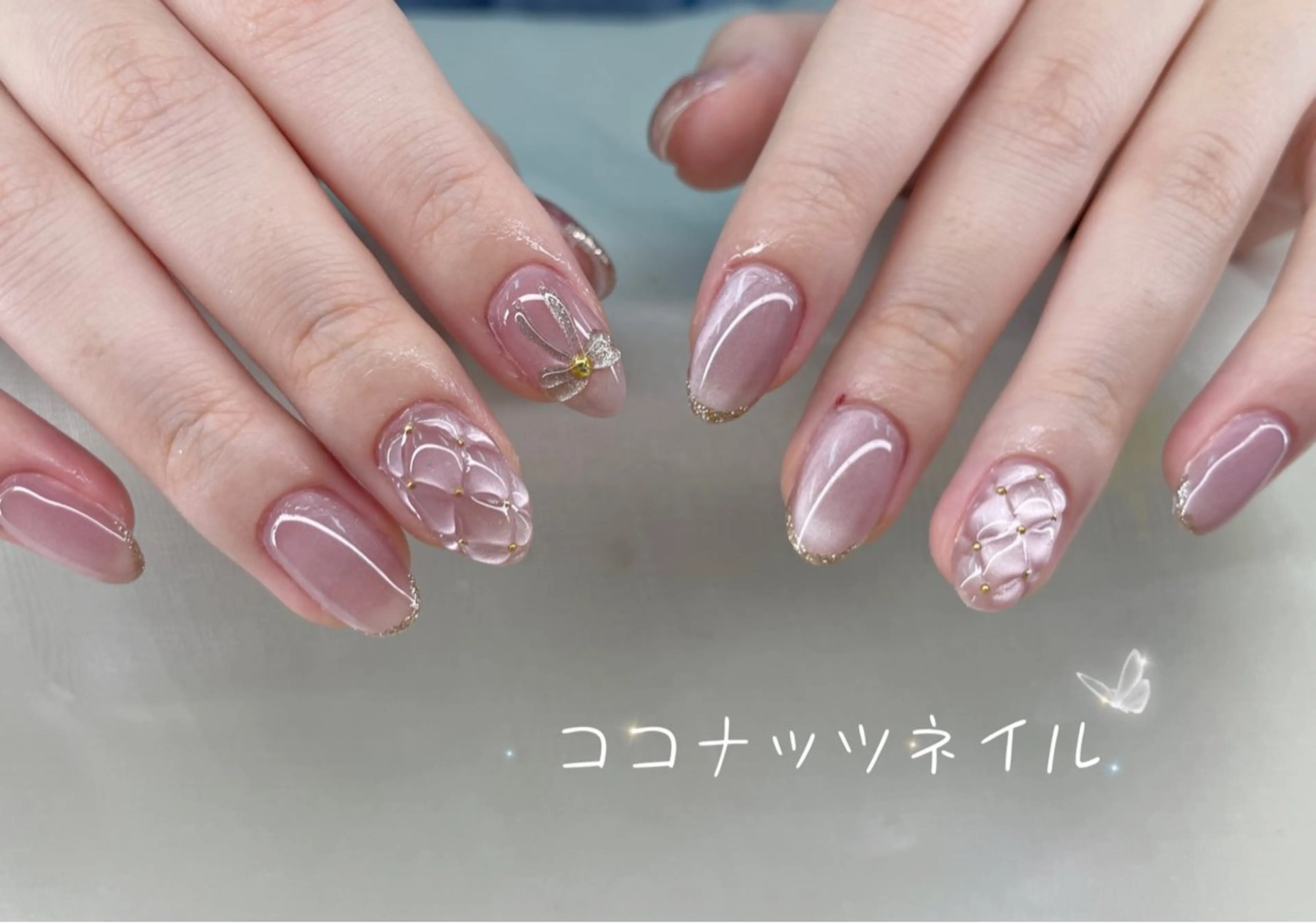 ネイル べっ甲ネイル フレンチネイル キラキラネイル マグネットネイル 大理石ネイル(マーブル) 神田 ココナッツのネイルデザイン