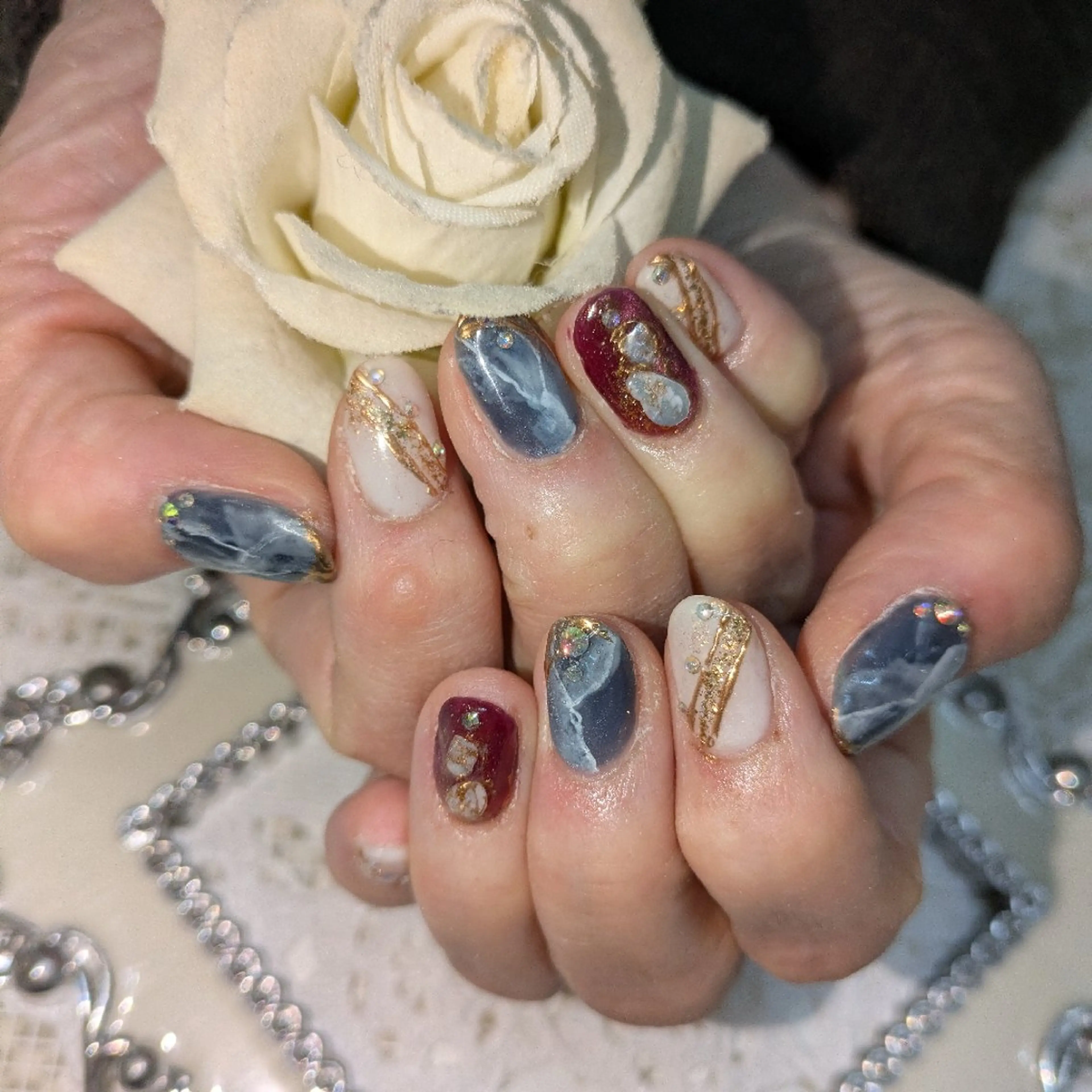 ネイル 大理石ネイル(マーブル) エステとネイル ローズコンフォートのネイルデザイン