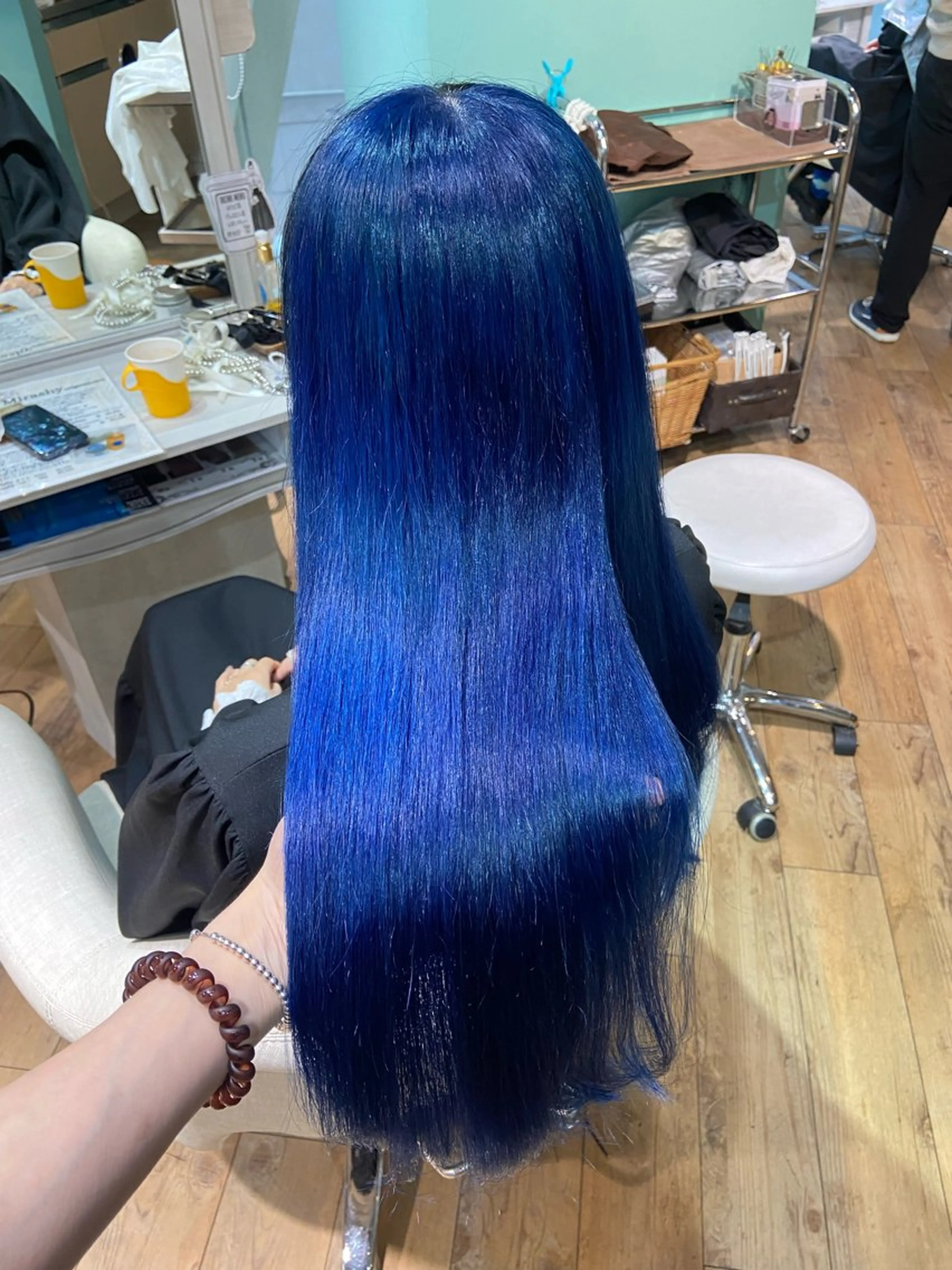 ロング カラー ブルーカラー ヘアカラー トリートメント 🧸プルエクステ❤︎ ネイルKAO🧸のヘアスタイル