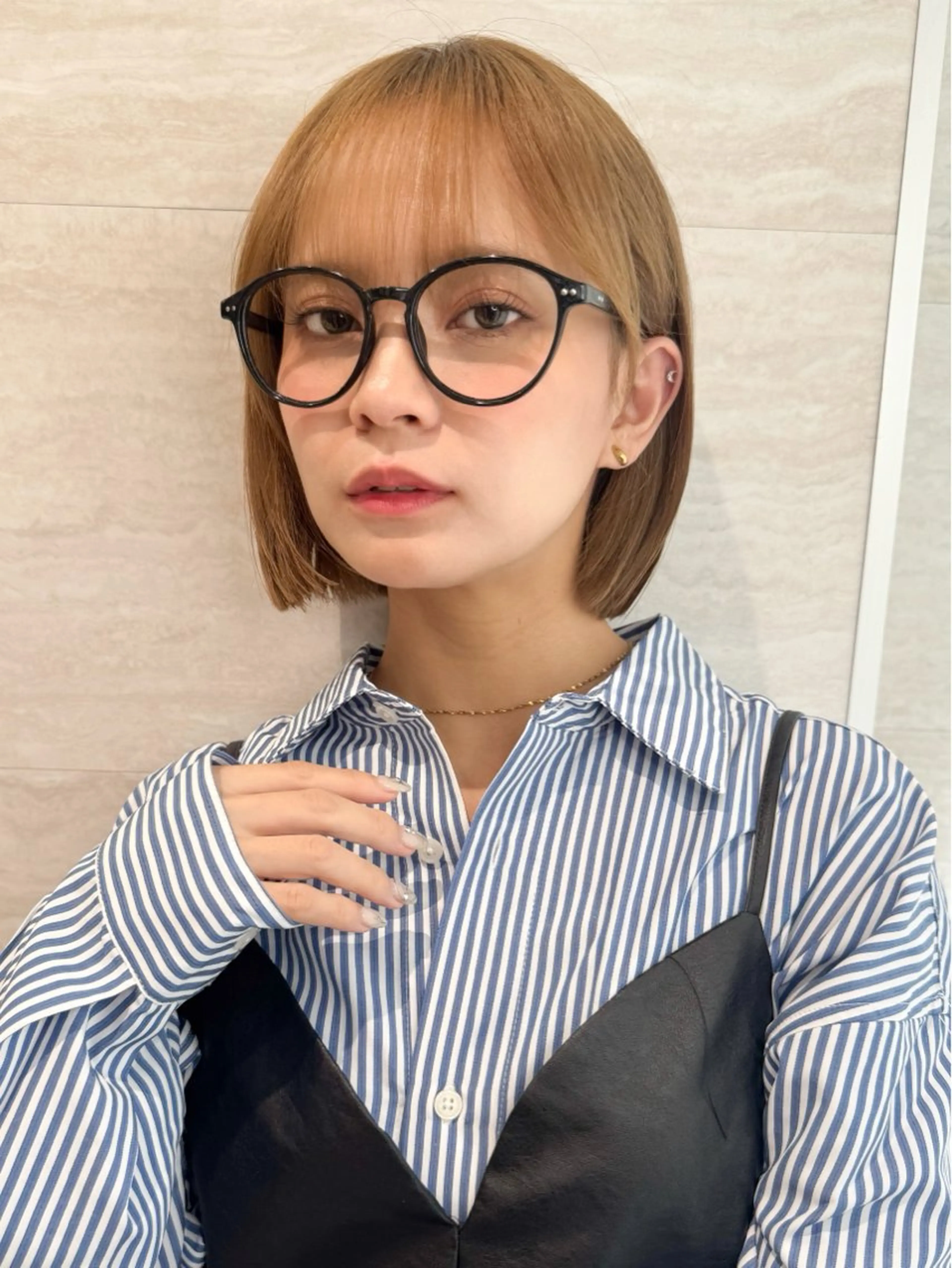 ミディアム カット ヘアカラー トリートメント 🫧ボブ／縮毛矯正／ 韓国／ゆーな🫧‪のヘアスタイル